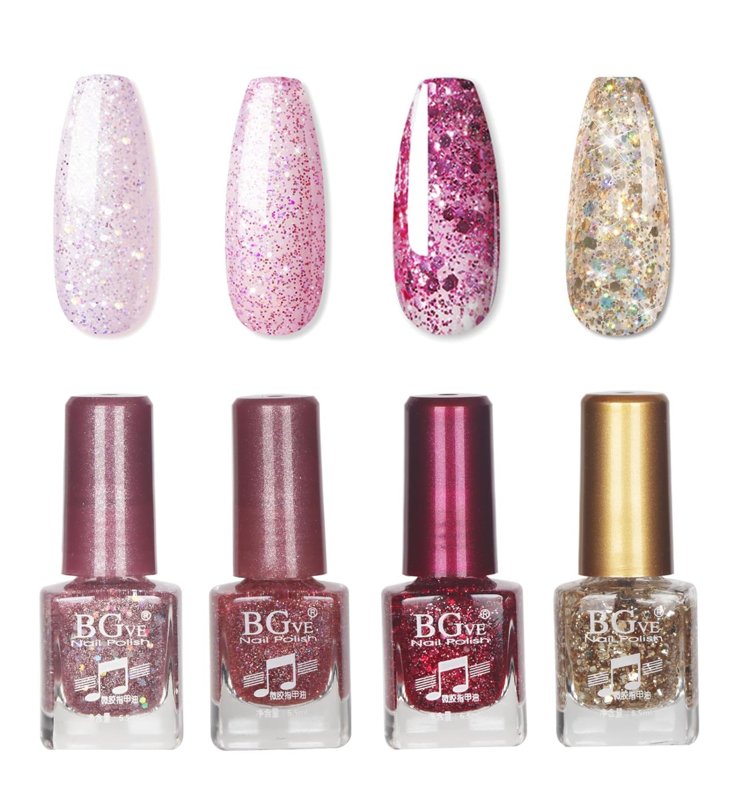 Nail Polish Set - Glitter Nail Varnish Sets - Quick Dry & Long Lasting Pink Nail Polish - Oil-Based Formula Nail Polish Gift Set - No Need Cure Nail Paint for DIY Nail Art - Buy Online on GoSupps.com