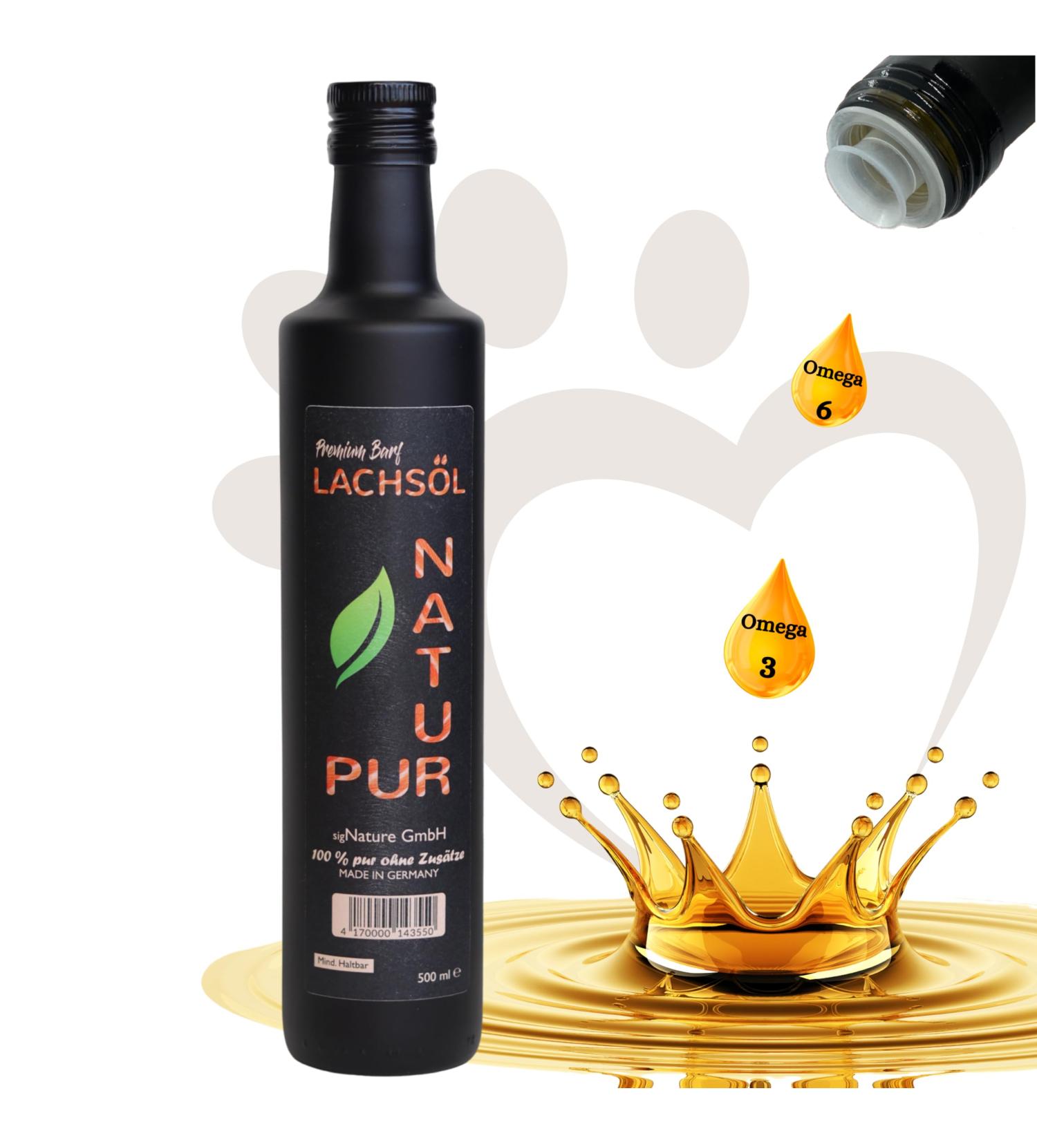 Premium Salmon Oil for Dogs & Cats 500ml - Rich in Omega 3 & 6 - BARF Fischl 100% Natural Freshly Bottled in Germany | Real Food Quality Without Additives - Buy Online on GoSupps.com