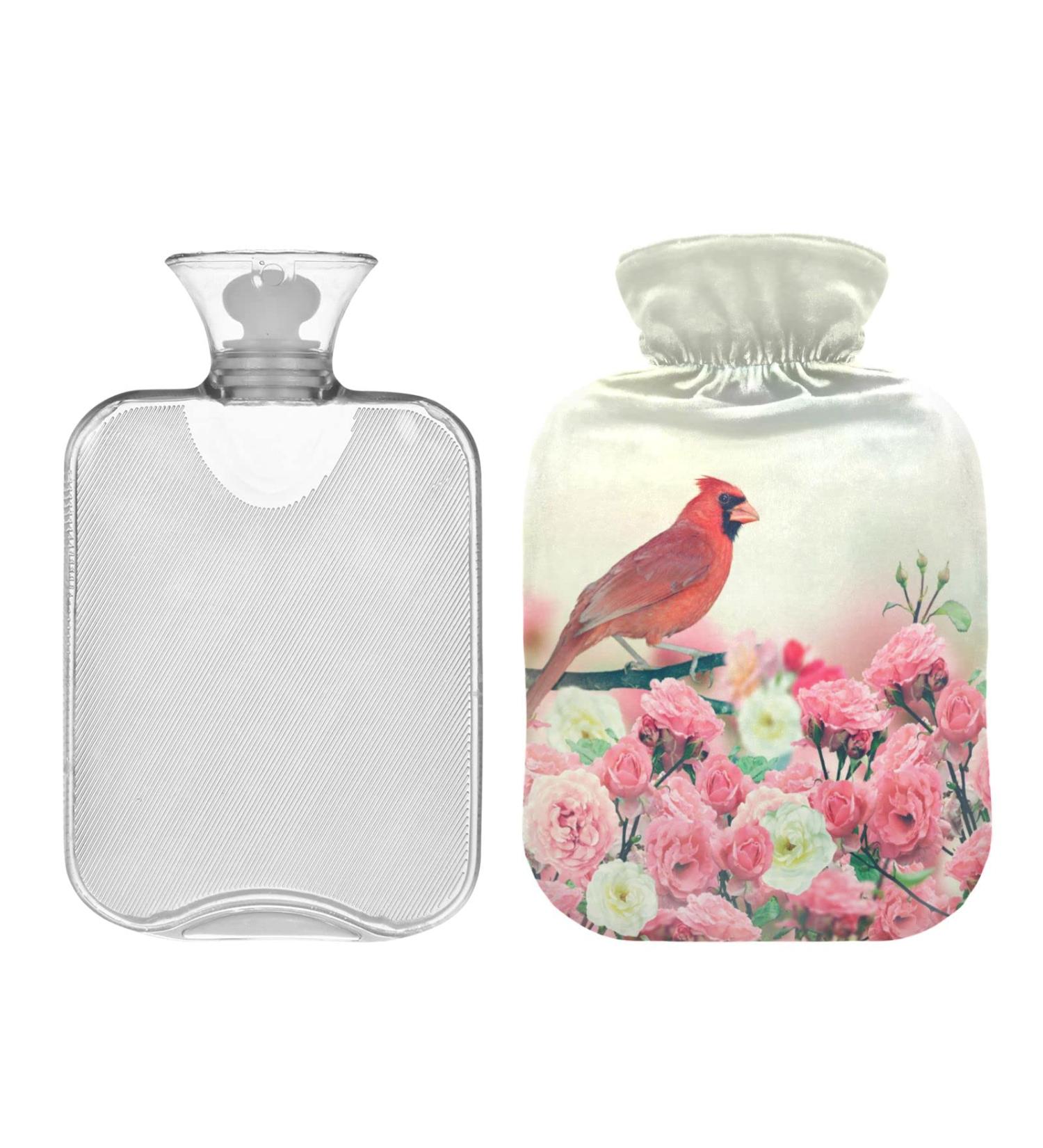 Hot Water Bottle 2L with Cover - Bird in Rose Garden | Pain Relief & Winter Hand Feet Warmer - Buy Online on GoSupps.com