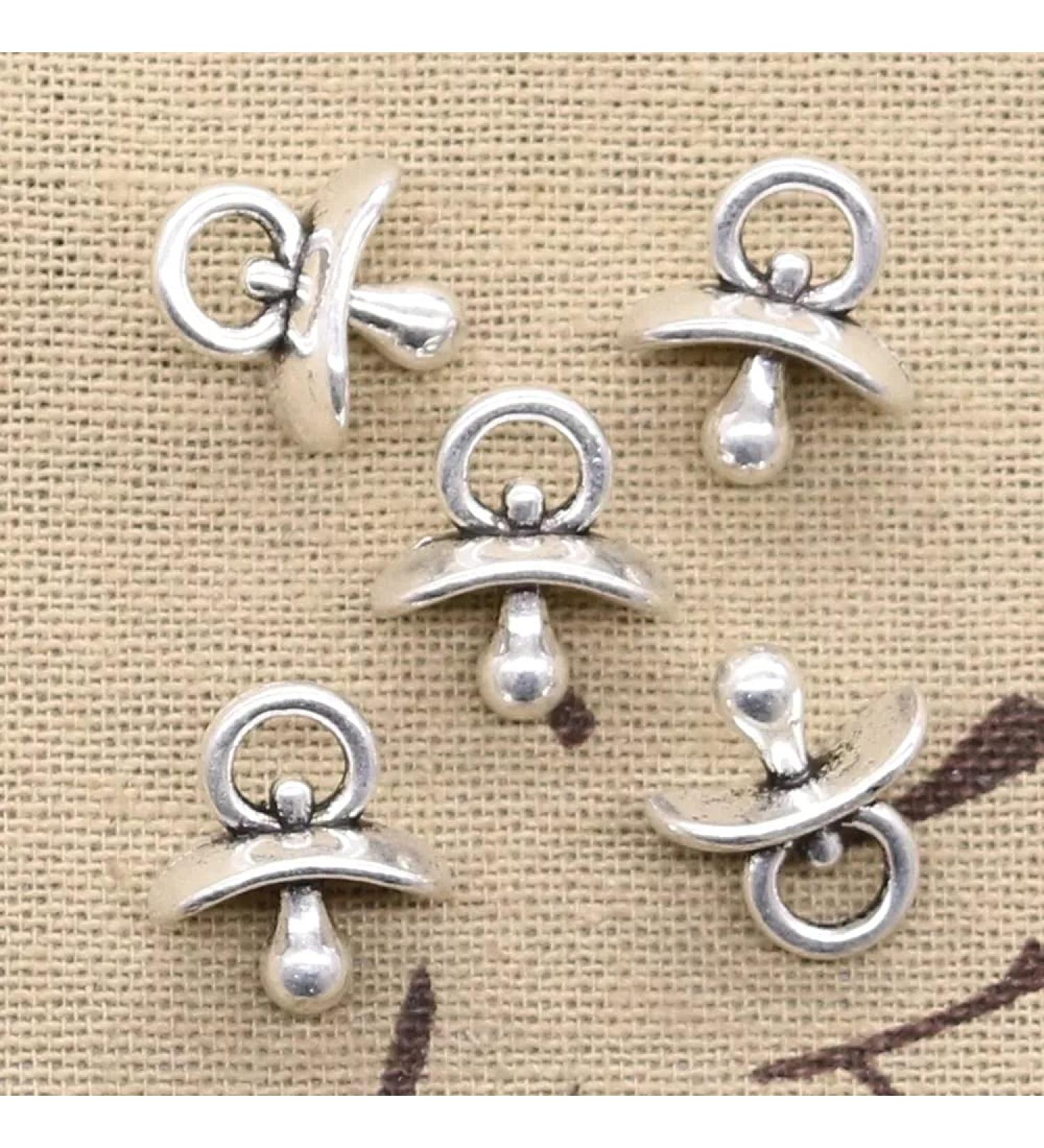 FZSWD 15pcs Antique Silver Baby Pacifier Teether Charms | DIY Handmade Tibetan Jewelry Pendants Perfect for Creative Projects - Buy Online on GoSupps.com