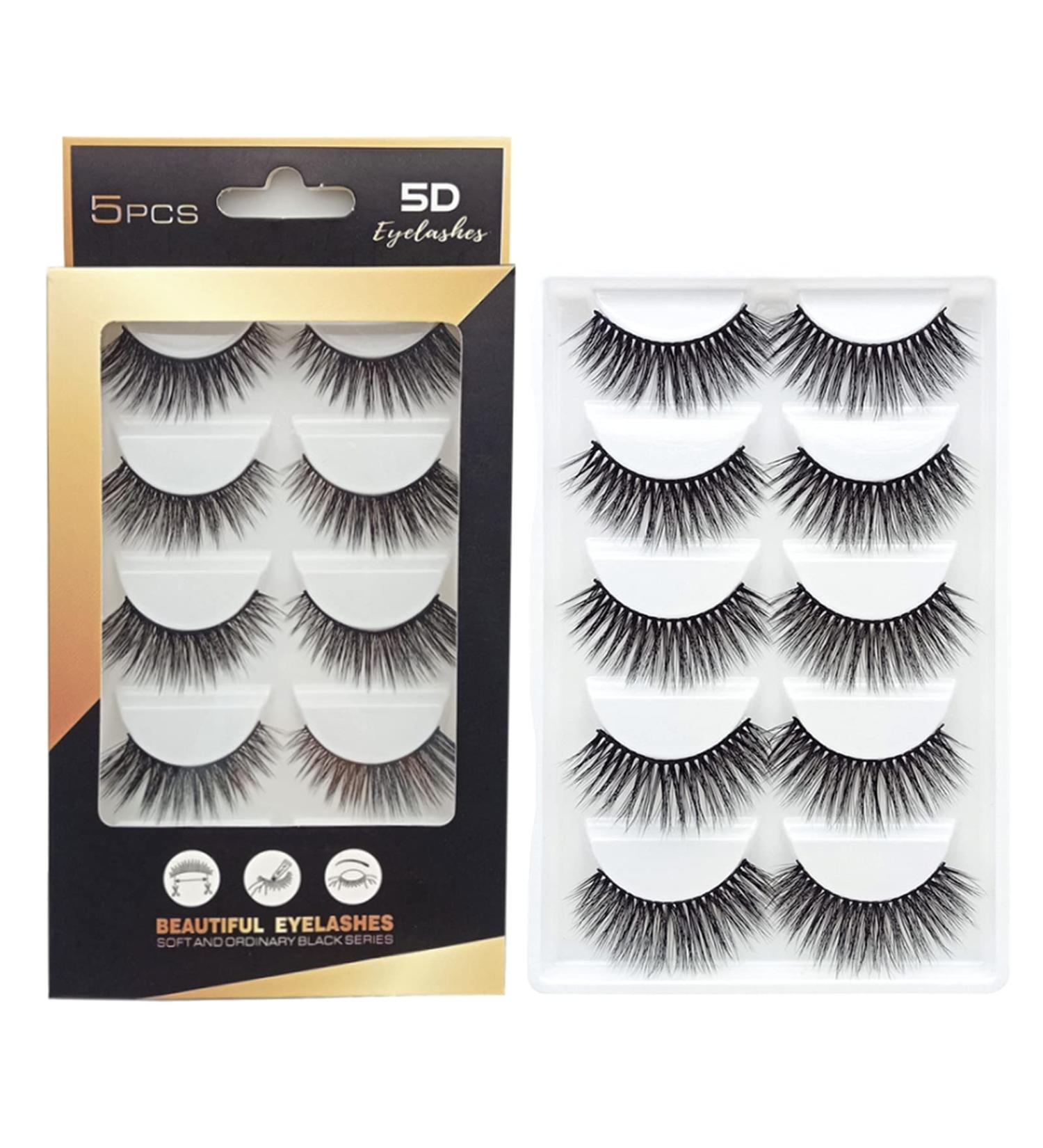 Shop 10 Pairs of 3D Natural Black Handmade False Eyelashes - Thick Reusable Invisible Band - Buy Online on GoSupps.com
