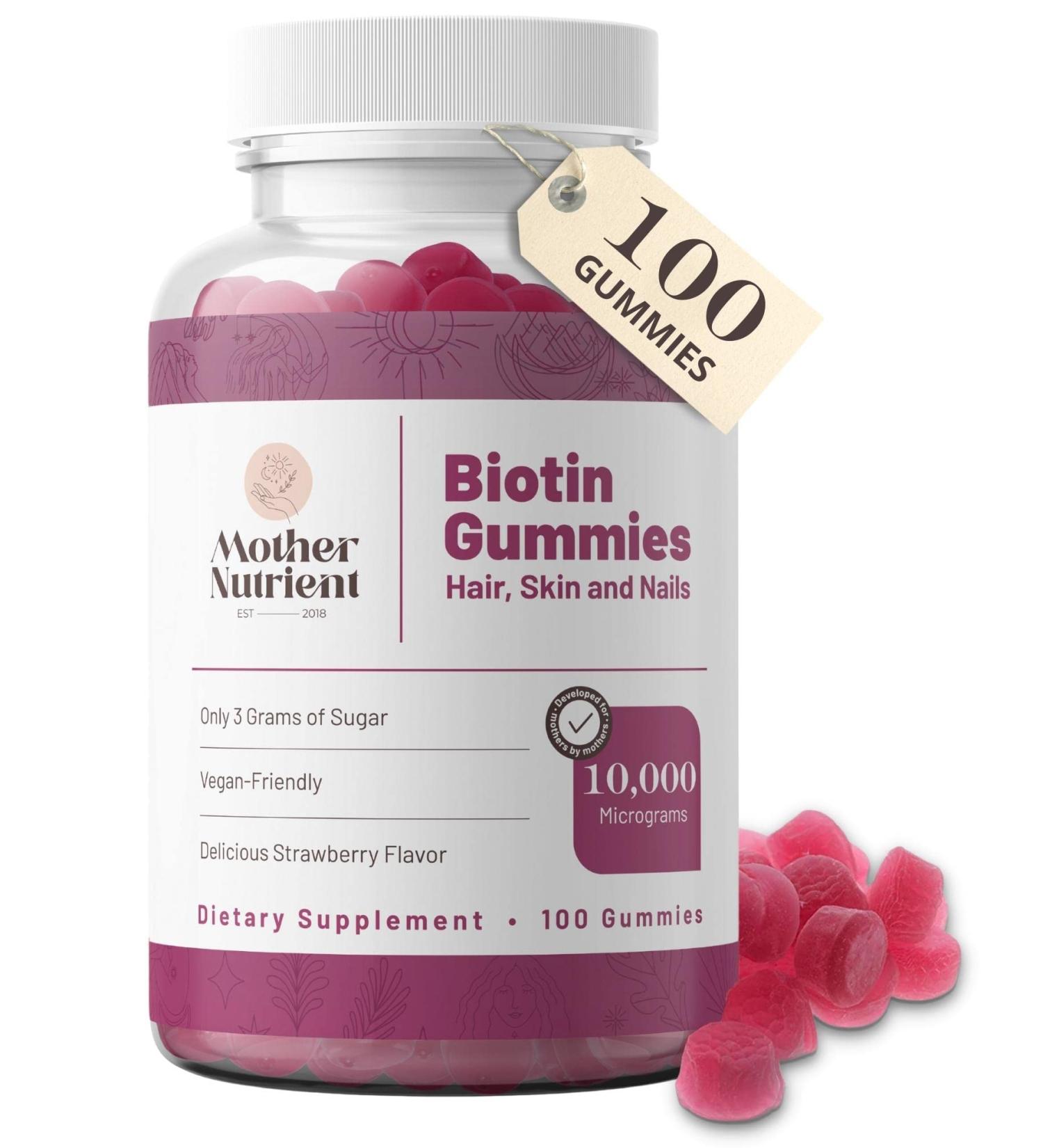 Mother Nutrient Biotin Gummies: Vegan Gluten-Free Supplement 10,000mcg - 50-Day Supply - Buy Online on GoSupps.com