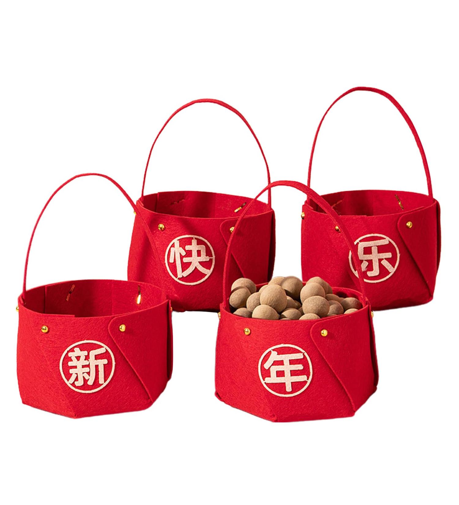 New Year Candy Basket - Festive Candy Gift Basket Non-Woven Fabric DIY Candy Basket Candy Tray for Home Kitchen New Year Jmedic - Buy Online on GoSupps.com