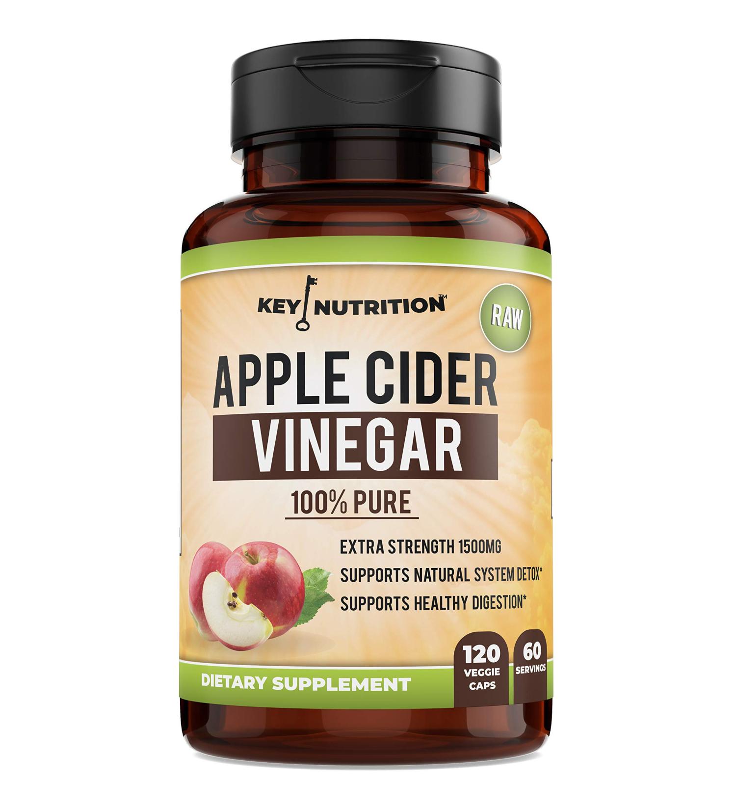Organic Apple Cider Vinegar 1500mg - Pure & Raw for Healthy Digestion & Detox - 60 Day Supply - Buy Online on GoSupps.com