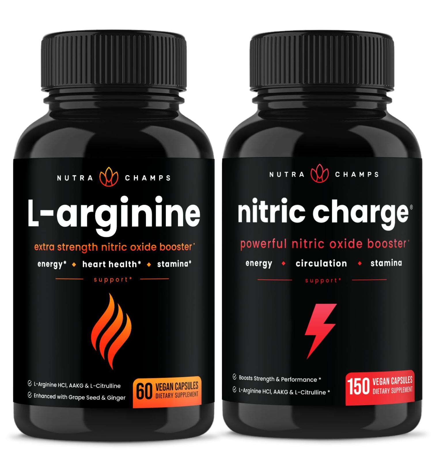 NutraChamps L-Arginine Capsules and Nitric Charge Capsules 2 Pack Bundle - Buy Online on GoSupps.com