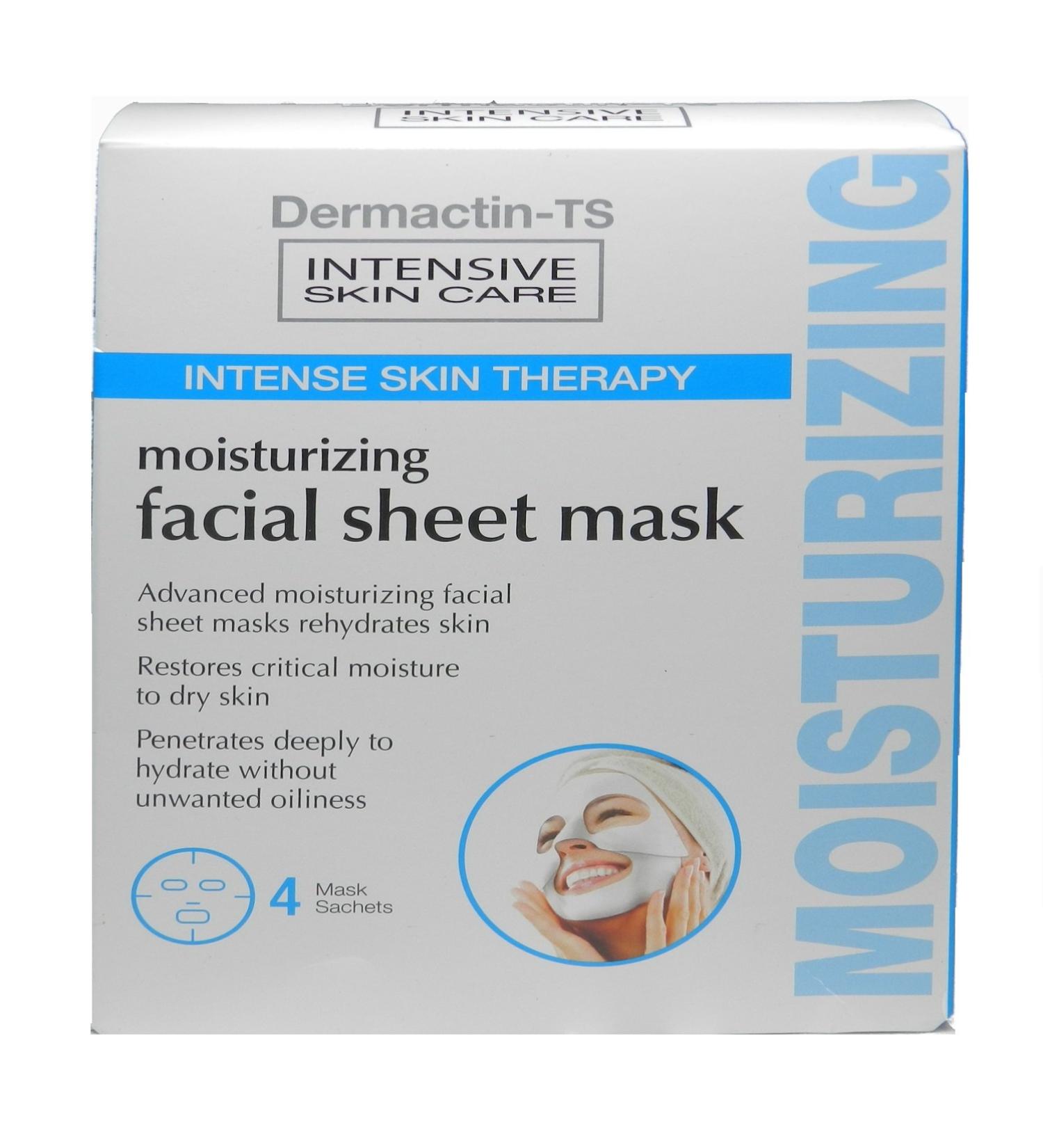Dermactin-TS Facial Moisturizing Sheet Mask 4-Count (2-Pack) - Hydrating Face Mask Set - Buy Online on GoSupps.com