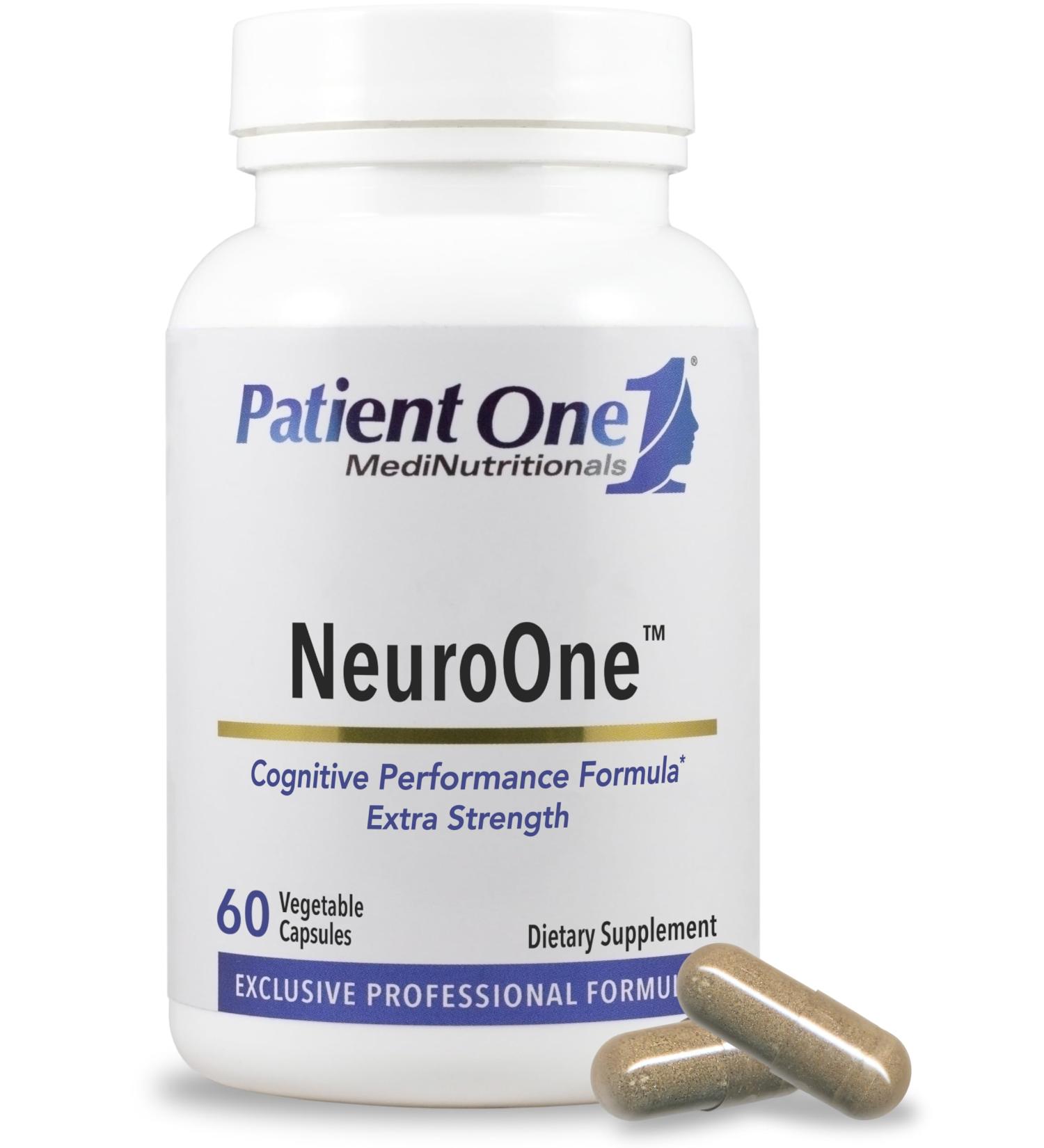Patient One NeuroOne | Supplement to Support Memory Cognition Mood and Focus* | with Citicoline Acetyl-L-Carnitine Gingko and More | 60 Capsules - Buy Online on GoSupps.com