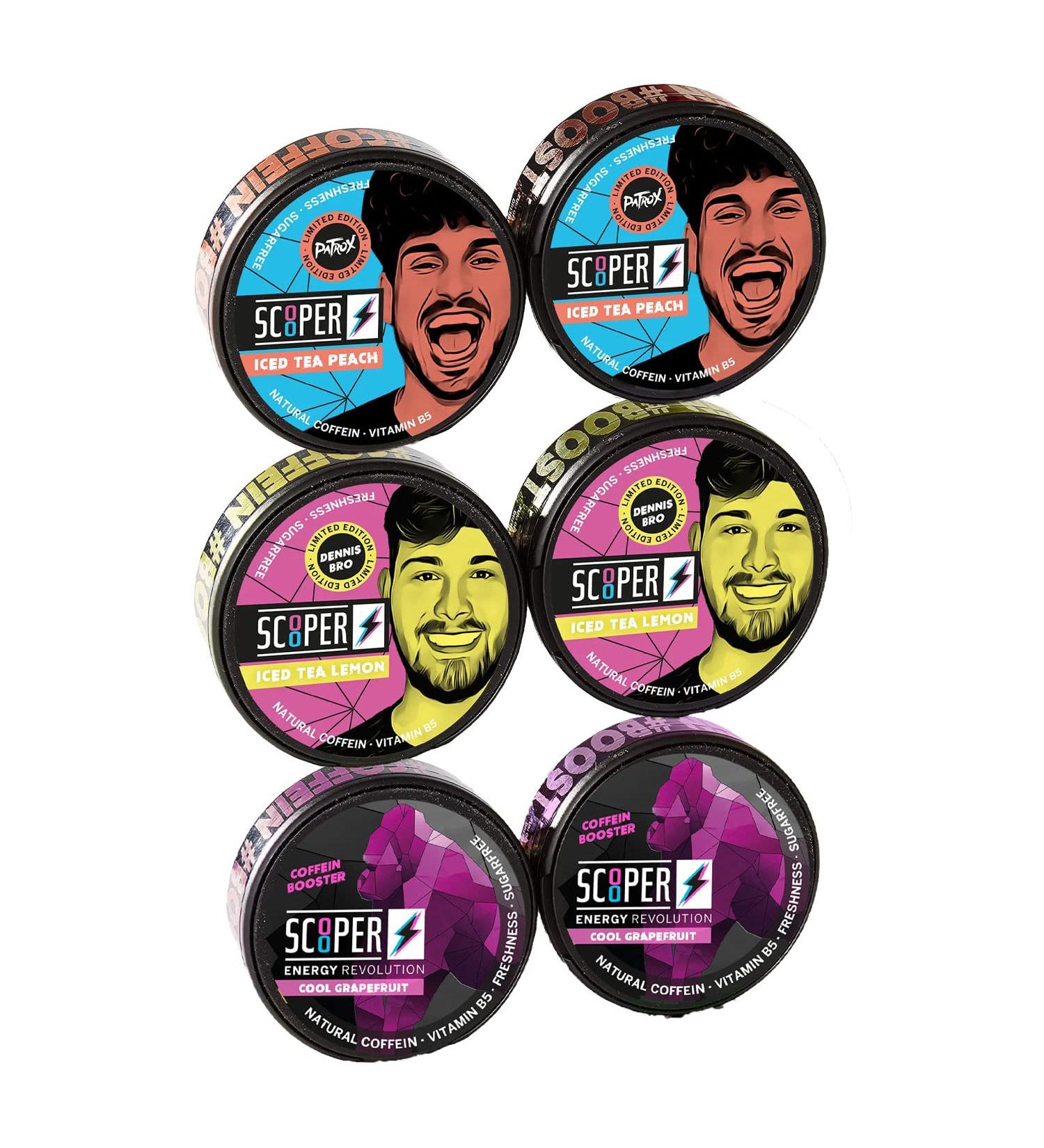 SCOOPER Energy | Energy Revolution | Mix your own SCOOPER box | + BMB scented tree (2 x Grapefruit 2 x Lemon 2 x Peach + 1 free) - Buy Online on GoSupps.com