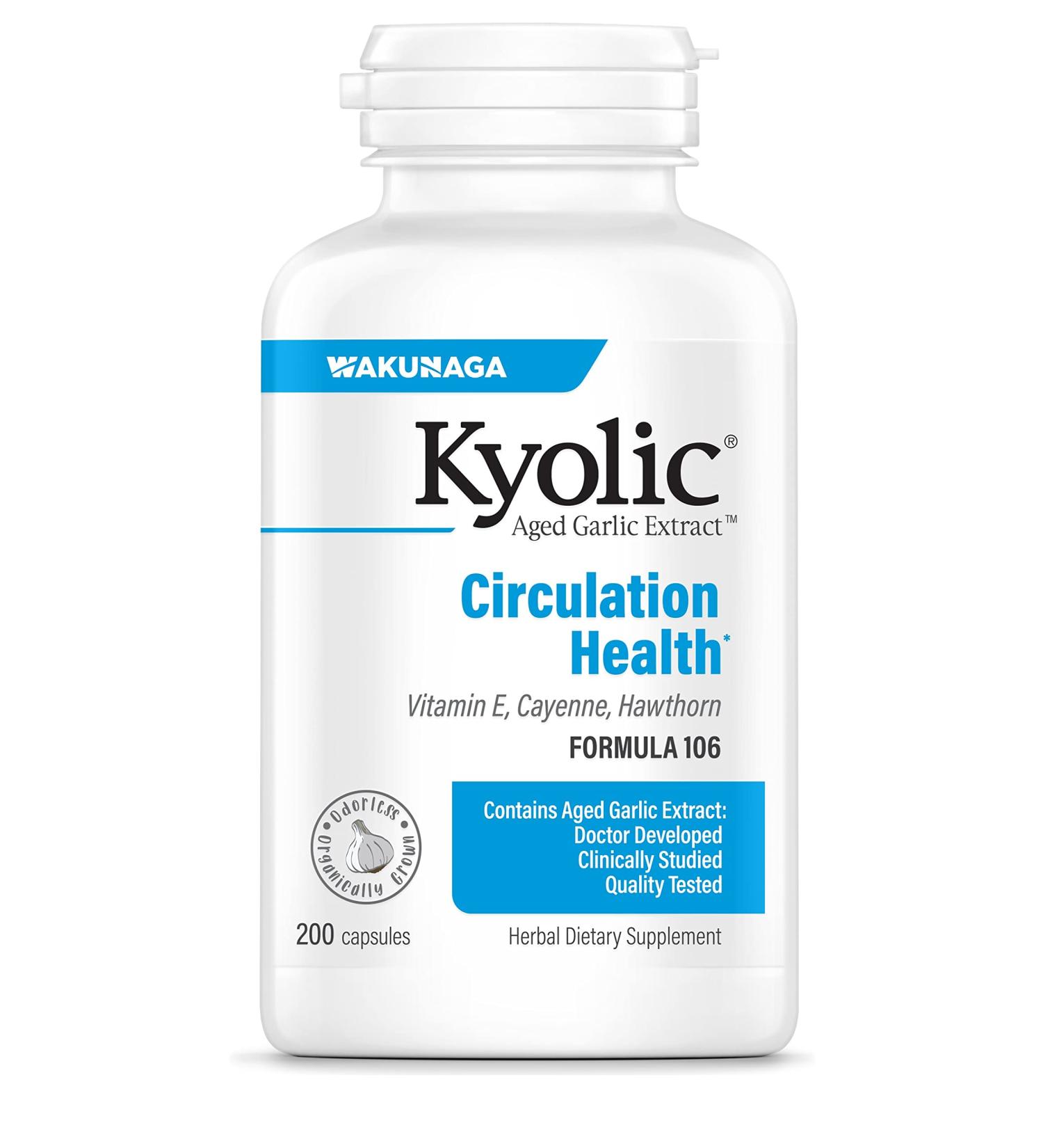 Kyolic Aged Garlic Extract Formula 106 - 200 Capsules for Circulation Health (Pack of 1) - Buy Online on GoSupps.com