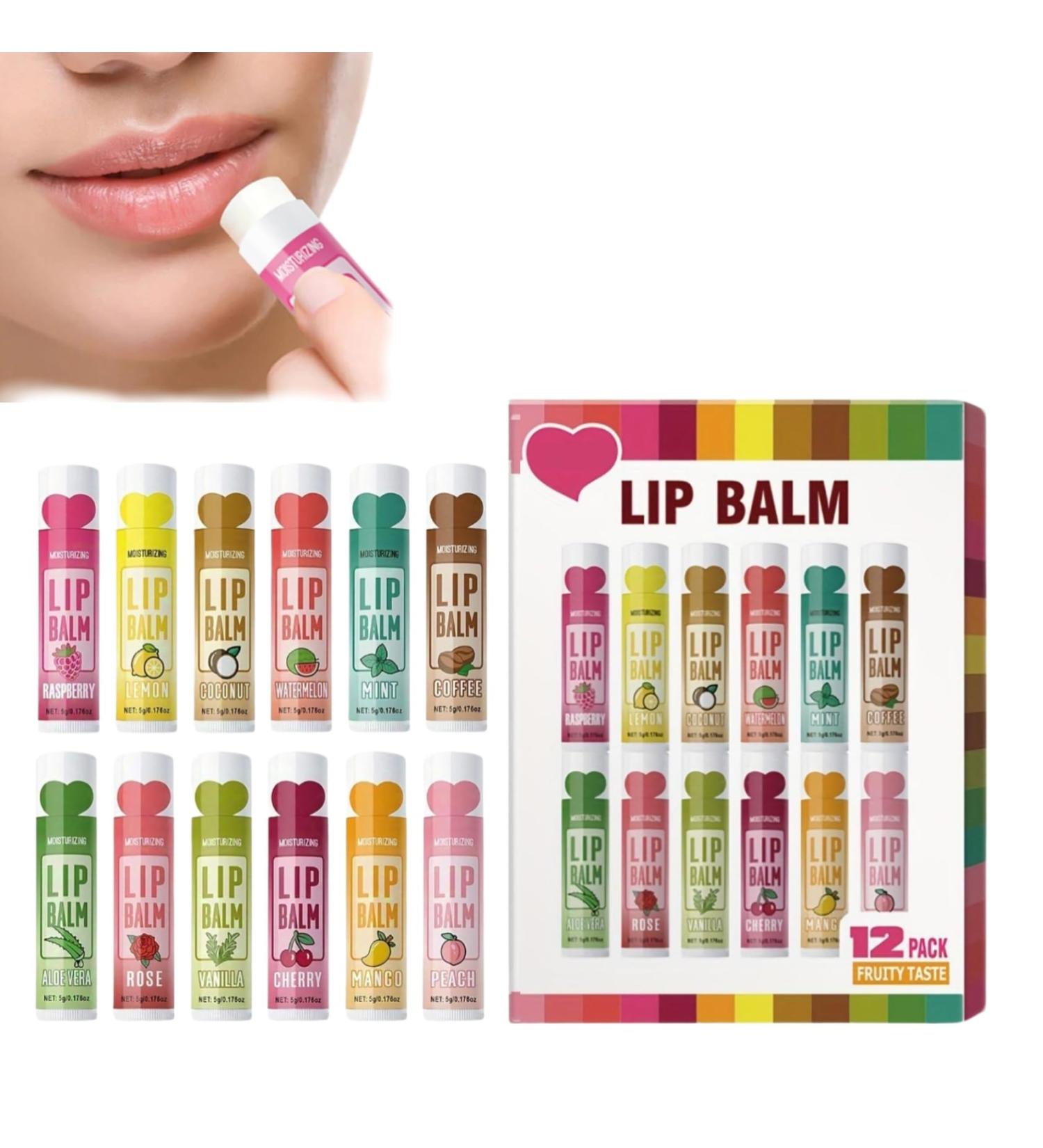 12 Piece Lip Balm Party Pack Lip Balm Moisturizing lip balm Fruit flavor lip balm Sweet Moisturizing lipstick Perfect for Gifting Lip Balm Gift Set Pastry Edition Moisturizing and Easy-to-Apply - Buy Online on GoSupps.com