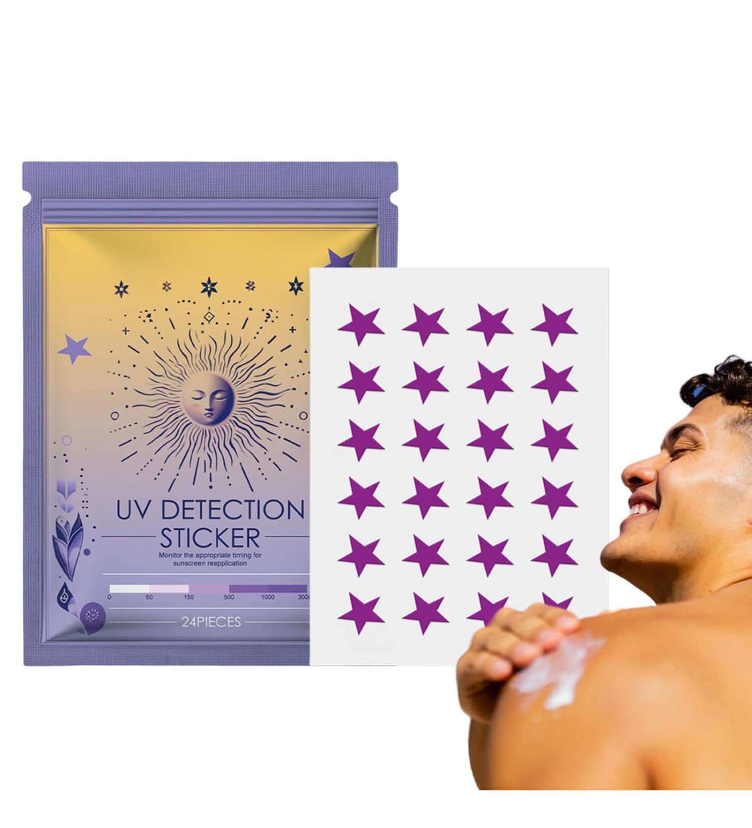 Samuliy UV Sun Detection Stickers - 24 Sunblock Stickers Sunscreen Reminder Stickers Sun UV Sticker Sunblock Patches Sunscreen Stickers for UV Protection Star - Buy Online on GoSupps.com