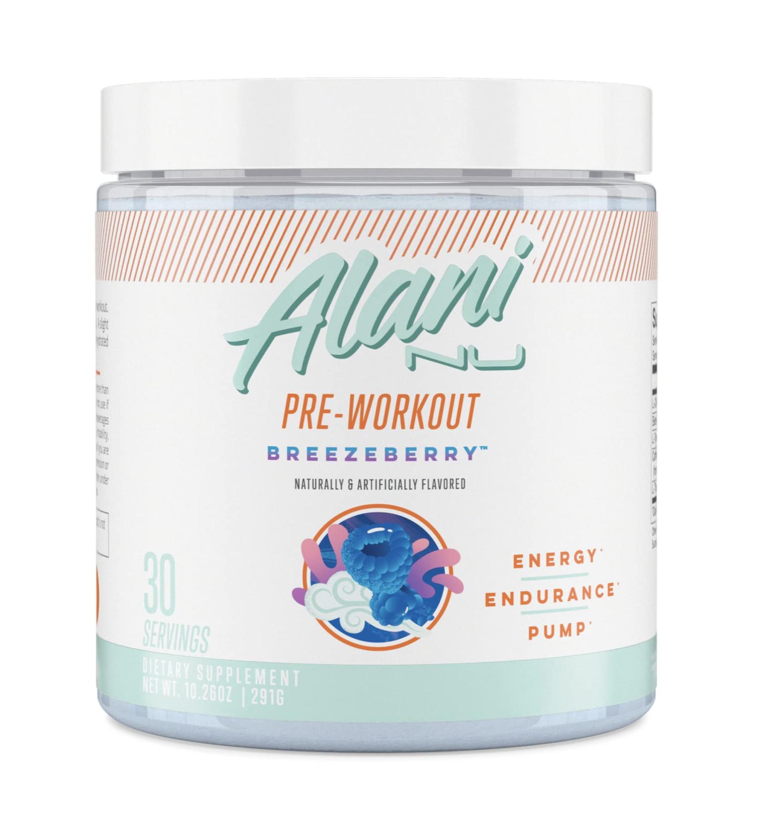 Alani Nu Pre-Workout Powder - Breezeberry Flavor | Energy, Endurance & Pump - 30 Servings - Buy Online on GoSupps.com
