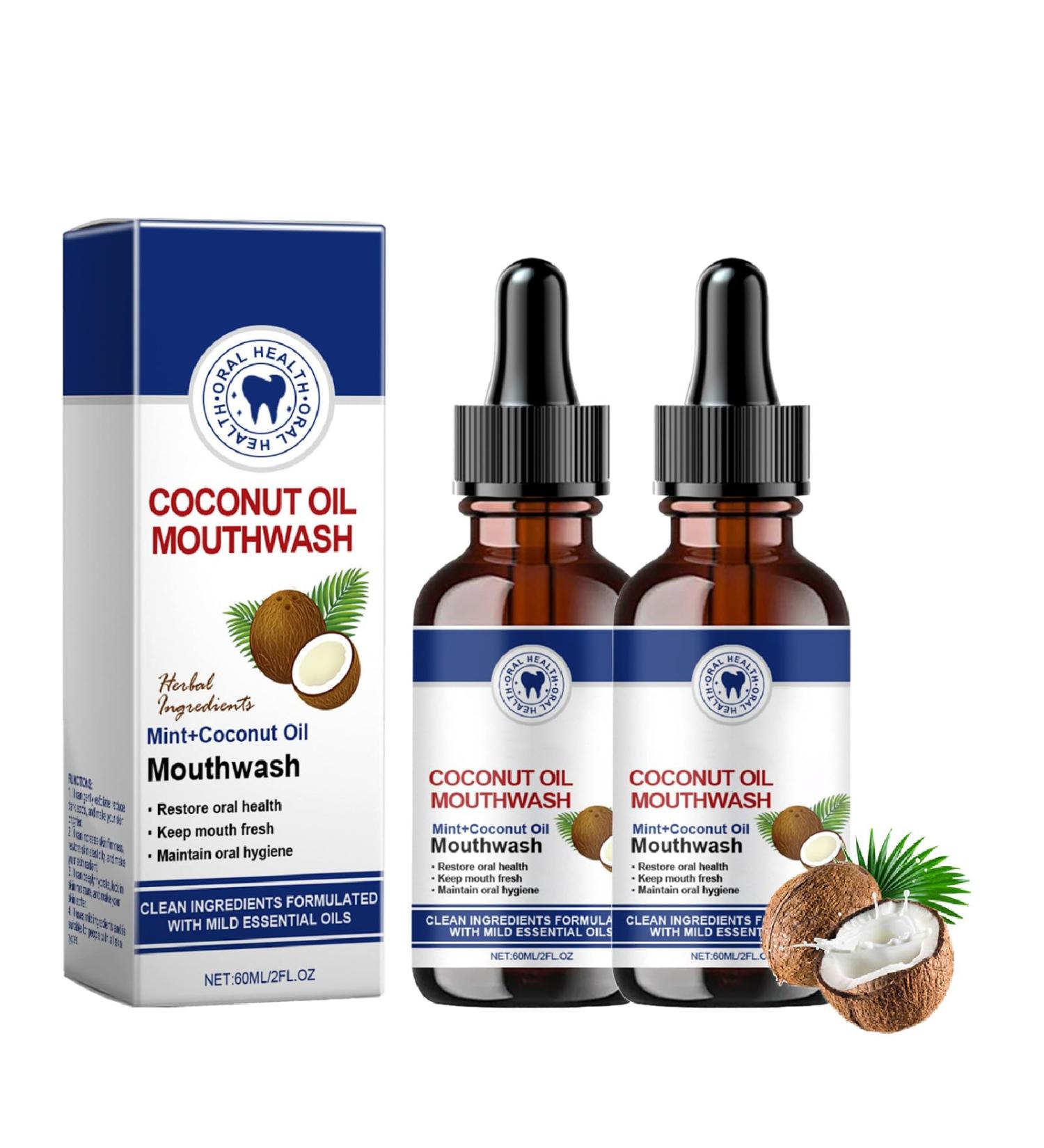 Coconut Oil Mouthwash Organic Fresh Coconut Oil Mouthwash for Teeth and Gums Fresh Breath and Oral Health (2pcs) - Buy Online on GoSupps.com
