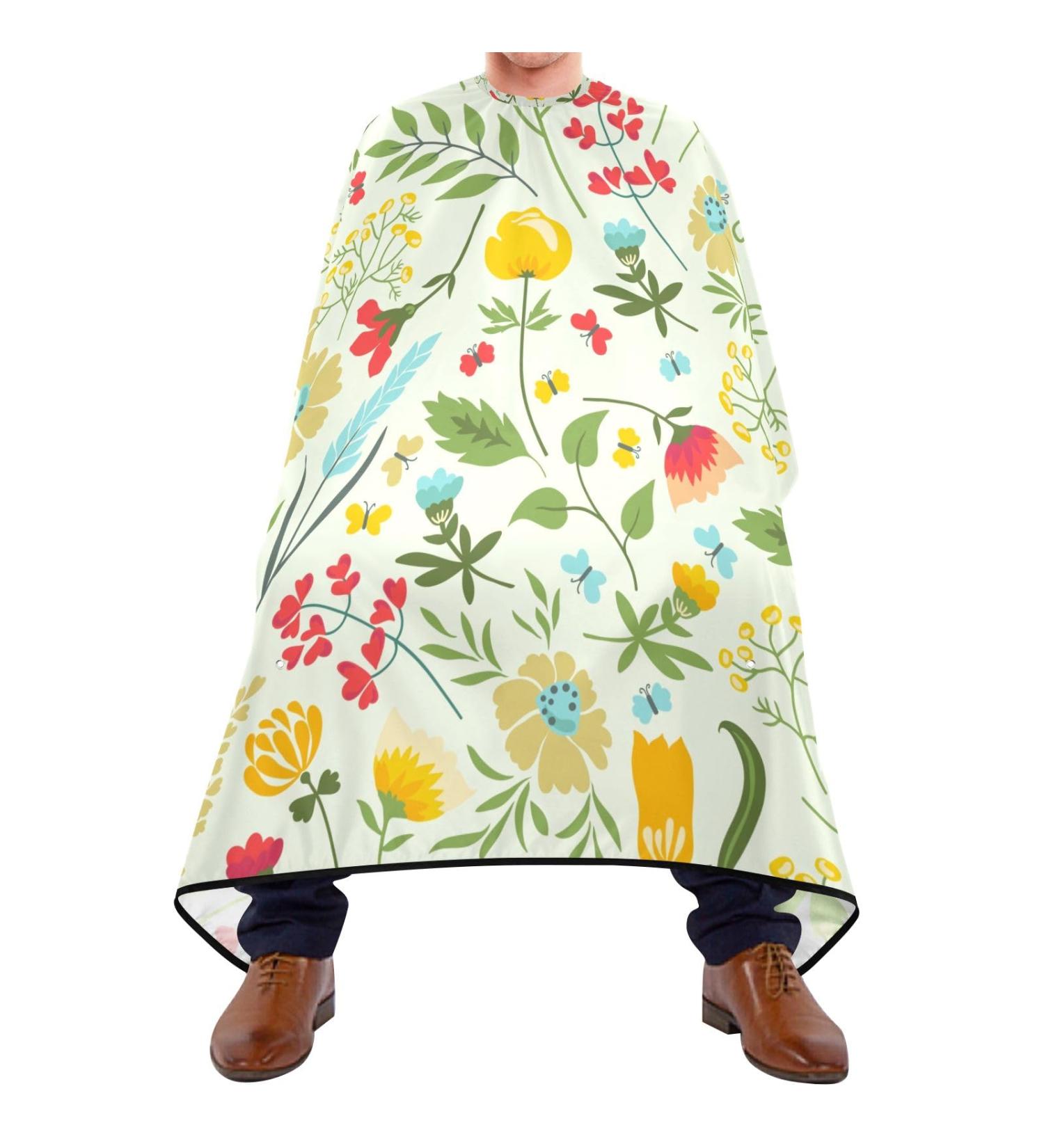 Waterproof Barber Cape - Summer Flower & Cheetah Pattern Unisex Hair Cutting Bib for Men | International Shipping - Buy Online on GoSupps.com