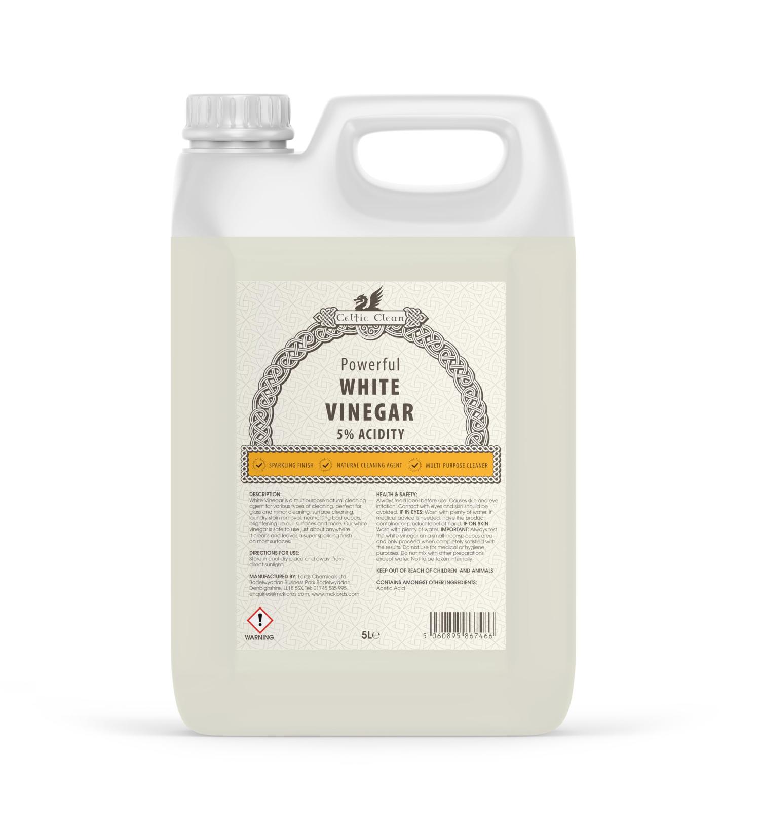 Celtic Clean - White Vinegar - 5% Acidity | Multi Surface Cleaner - 5 Litre - Buy Online on GoSupps.com