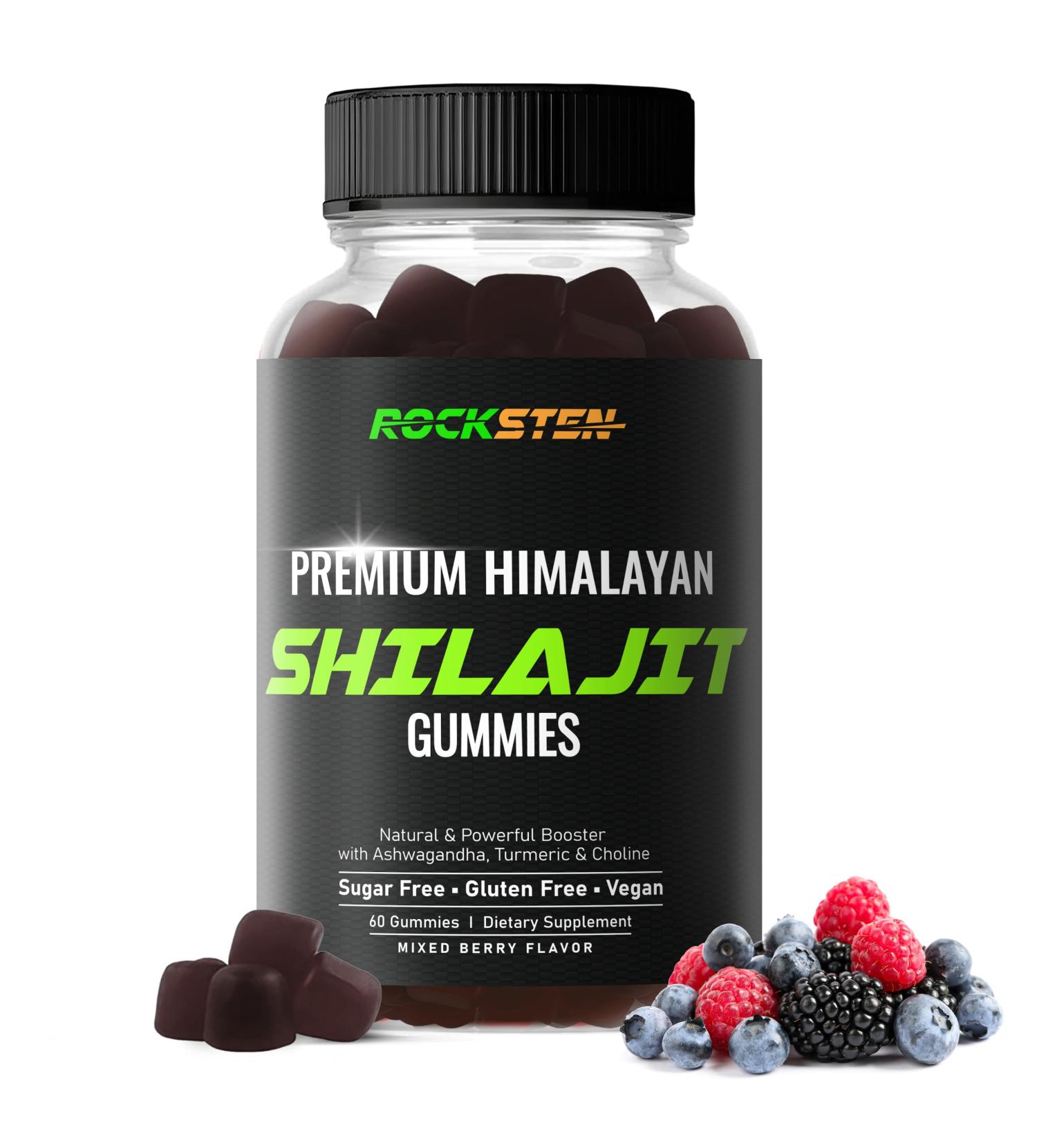 RockSten Premium Himalayan Shilajit Gummies for Men Women - Shilajit Complex Chew Gummy Supplement 1500mg with Ashwagandha Turmeric - Natural Vegan No Sugar Non-GMO - Buy Online on GoSupps.com