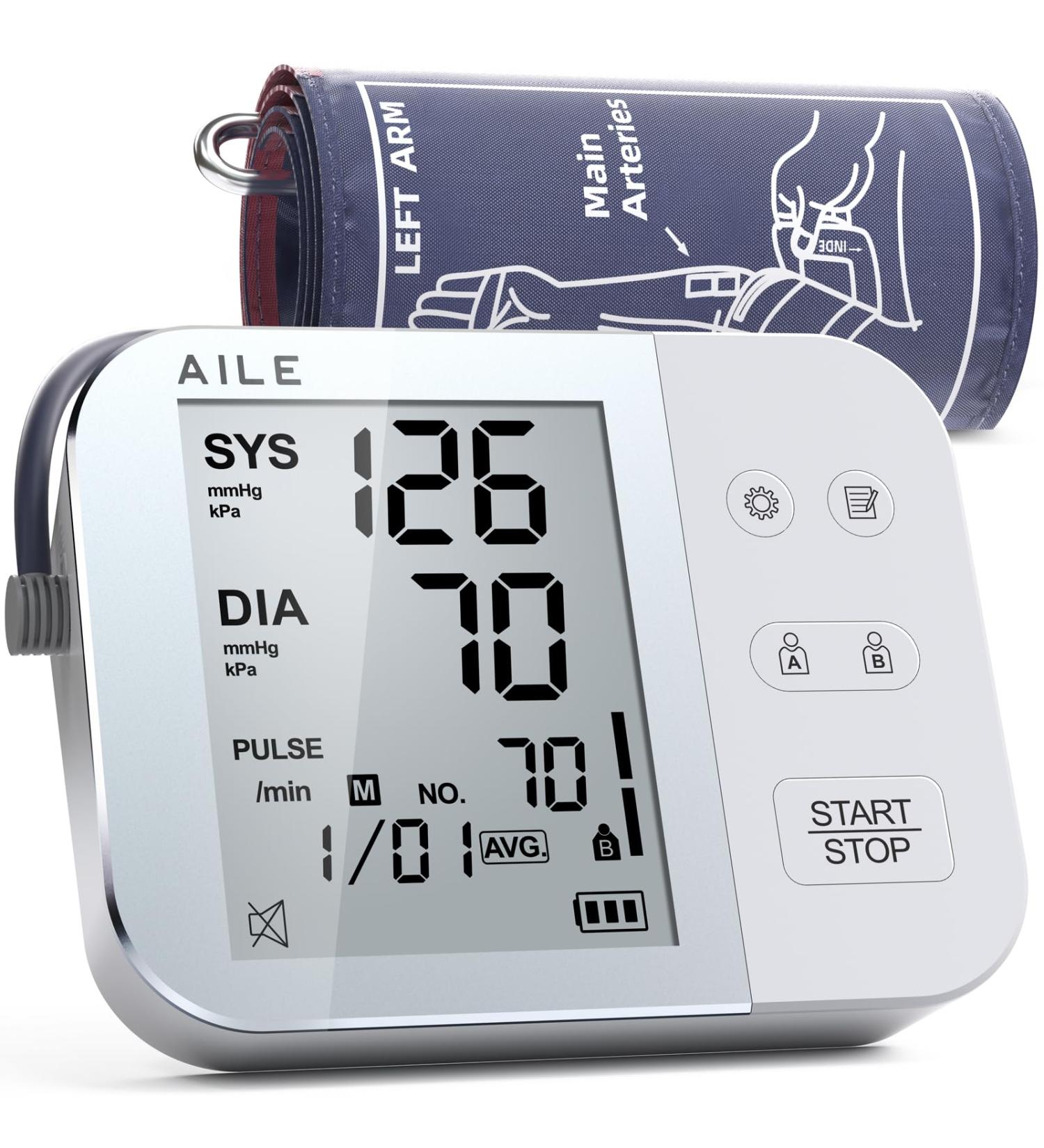 Buy AILE 111 Blood Pressure Monitor - Accurate Home BP Machine with Voice Broadcast & Large Cuff (8.7-16.5) - Reliable Upper Arm Monitor for International Shipping - Buy Online on GoSupps.com