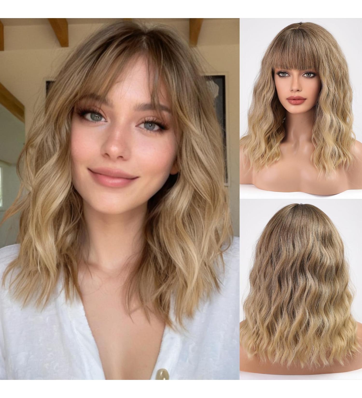 Haircube Ombre Light Blonde Short Bob Wig with Bangs - Heat-Resistant Synthetic Fiber for Women | Perfect for Parties Cosplay and Daily Wear - Buy Online on GoSupps.com