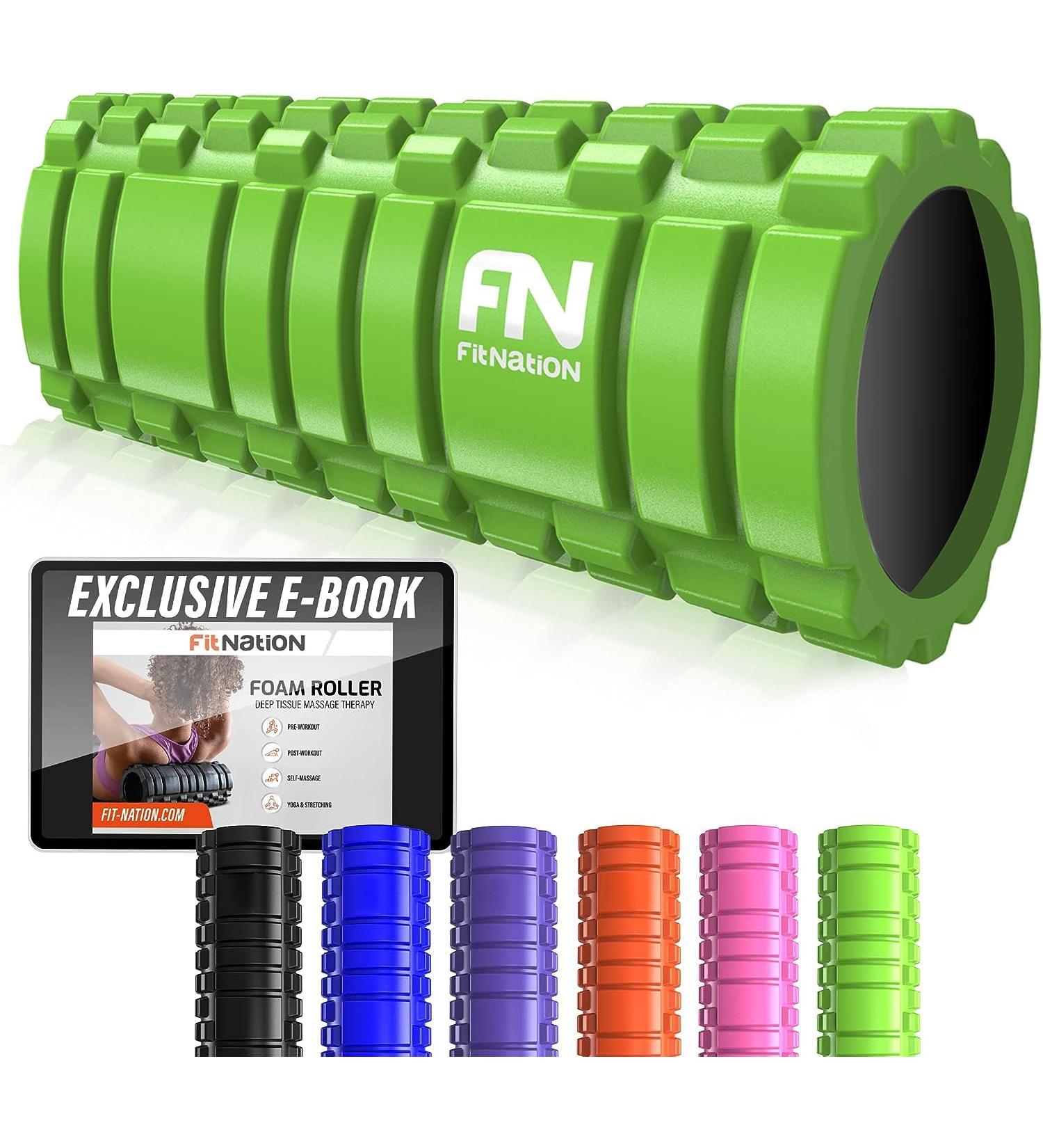 Fit Nation Fascia Roll Set with E-Book & Video Course | Massage Scooter for Backs Legs & Arms | Yoga & Fitness Fascia Roll (33x13 cm) - Buy Online on GoSupps.com