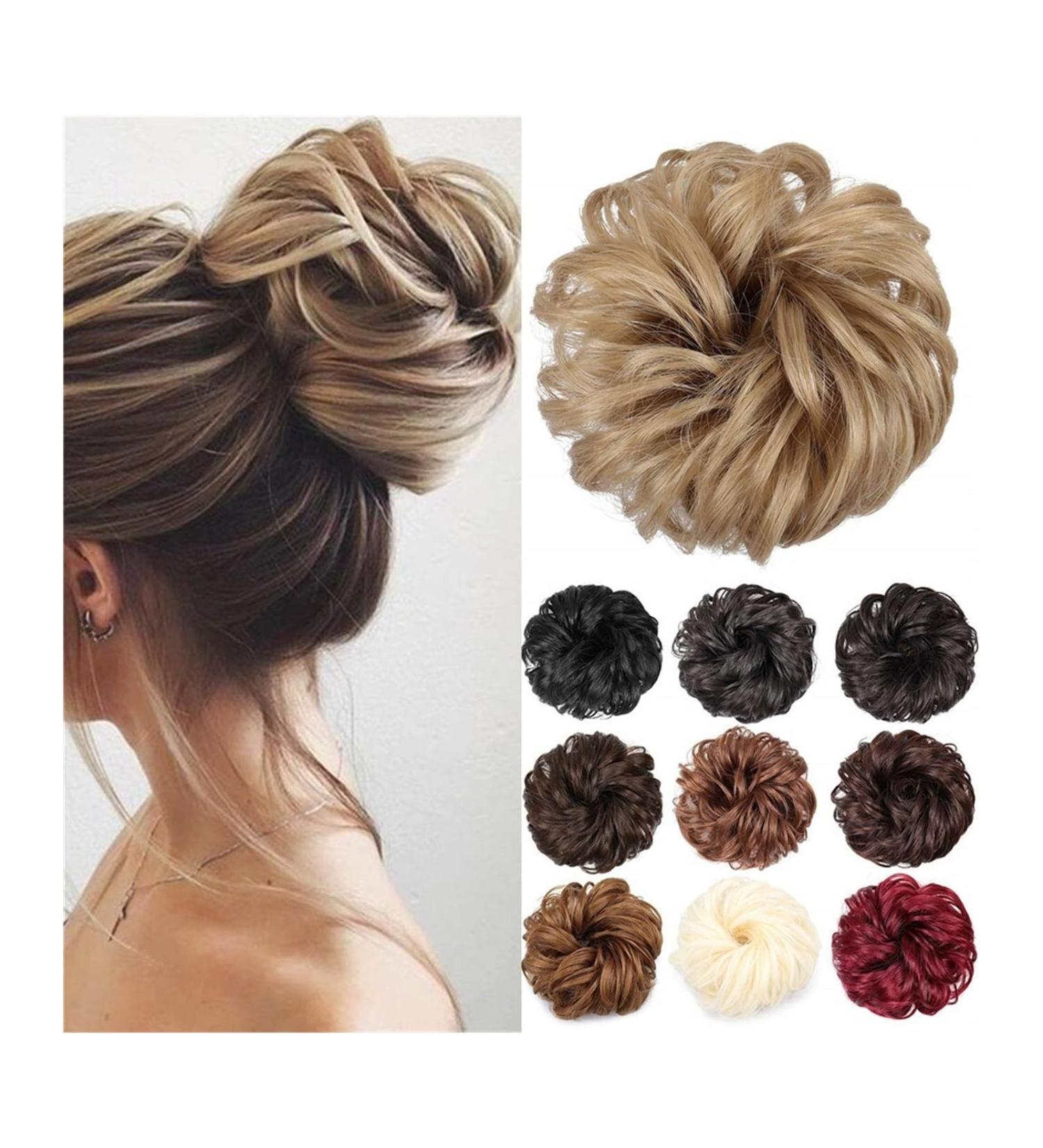 Hair Bun Hairpiece for Women Synthetic Bun Hair Extension Messy Bun Hair Piece Elastic Wavy Curly Chignon Updo Fake Scrunchies Ponytail Extension for Women Girls Hair Chignons(24T613) - Buy Online on GoSupps.com