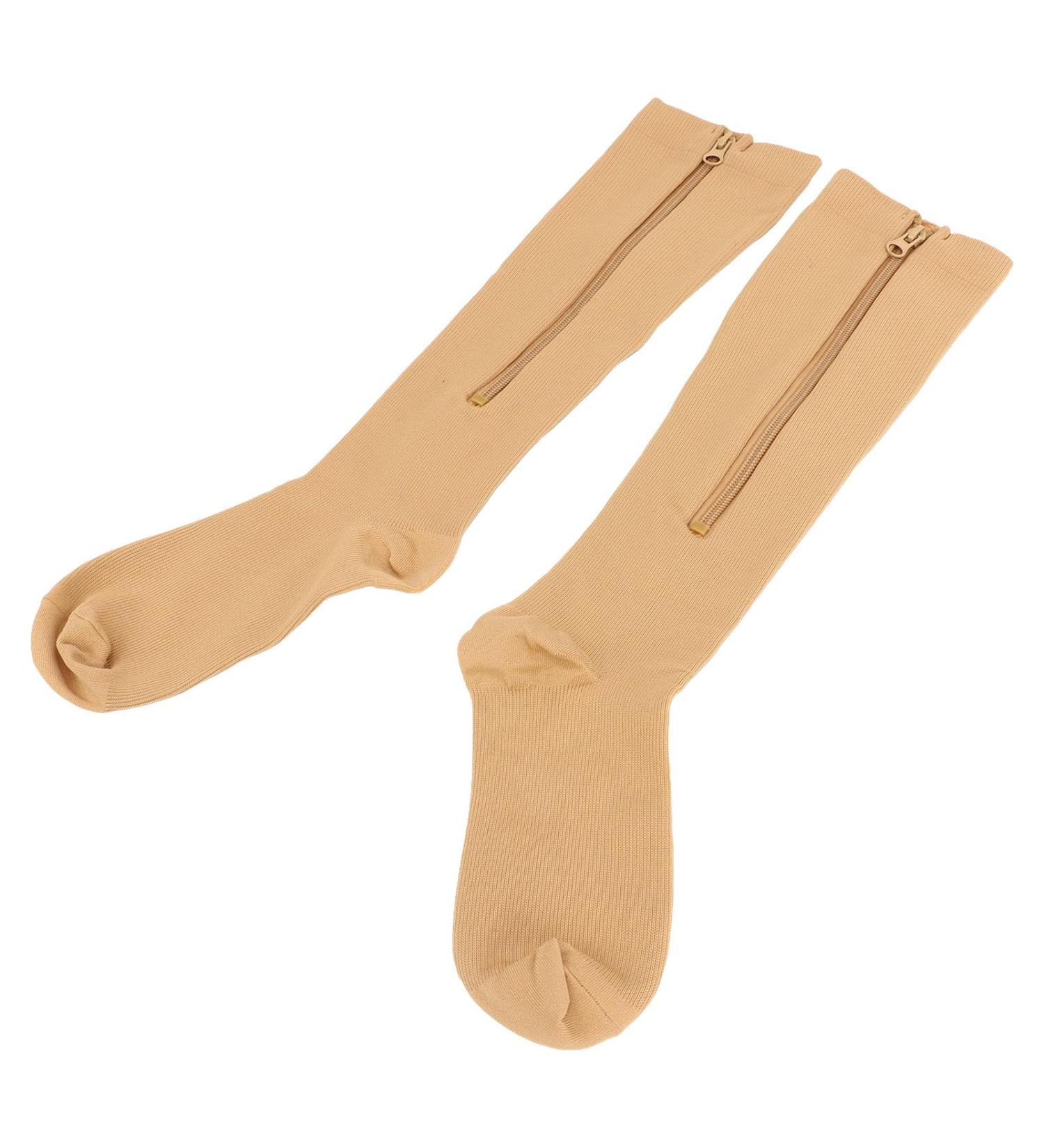 Comfortable Women's Compression Stockings with Zipper | Closed Toe | Promotes Blood Circulation | Knee High | S-M Skin Tone - Buy Online on GoSupps.com