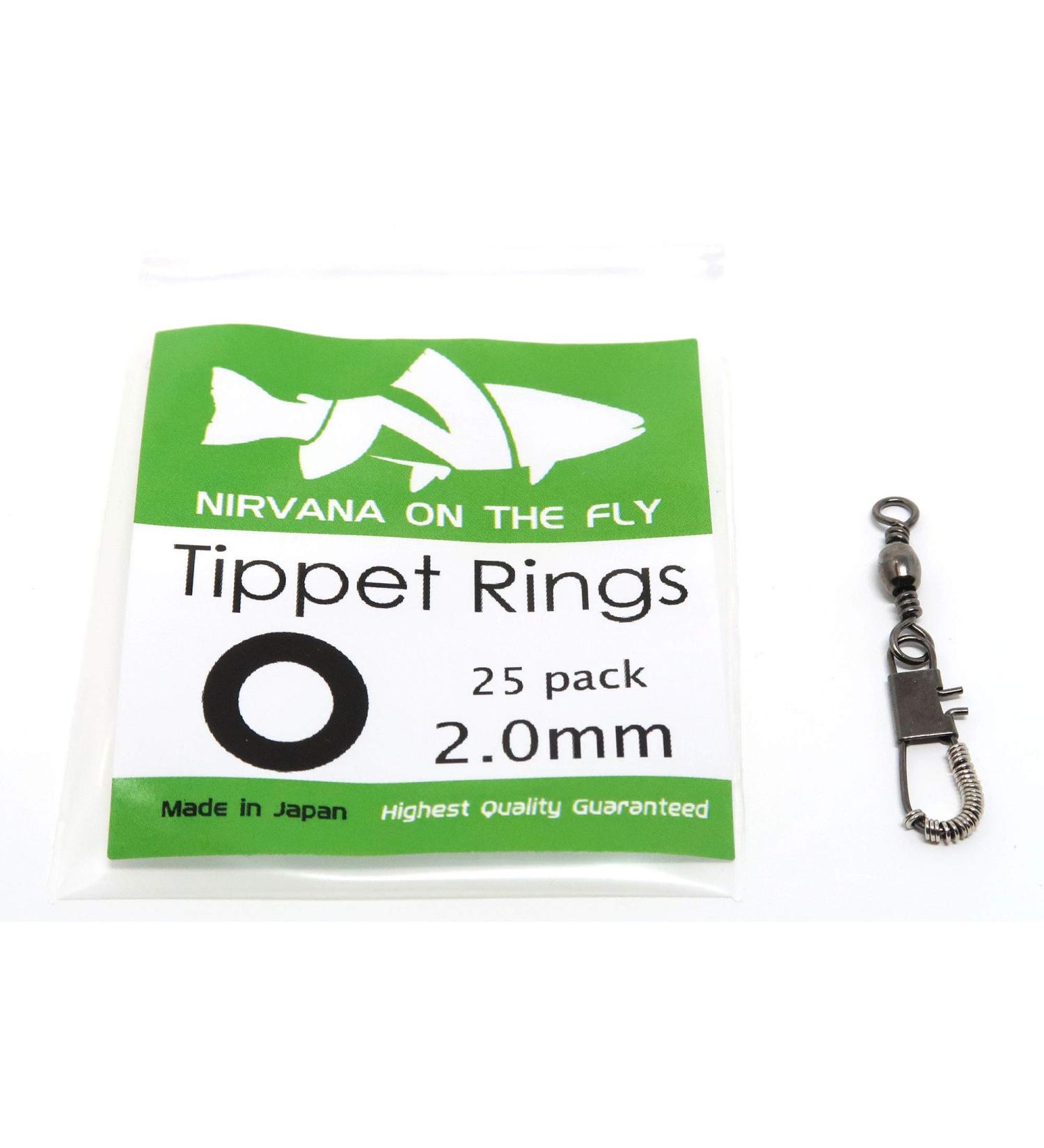 Nirvana Premium Fly Fishing Tippet Rings - 25 Rings on a Clip - Made in Japan 2mm