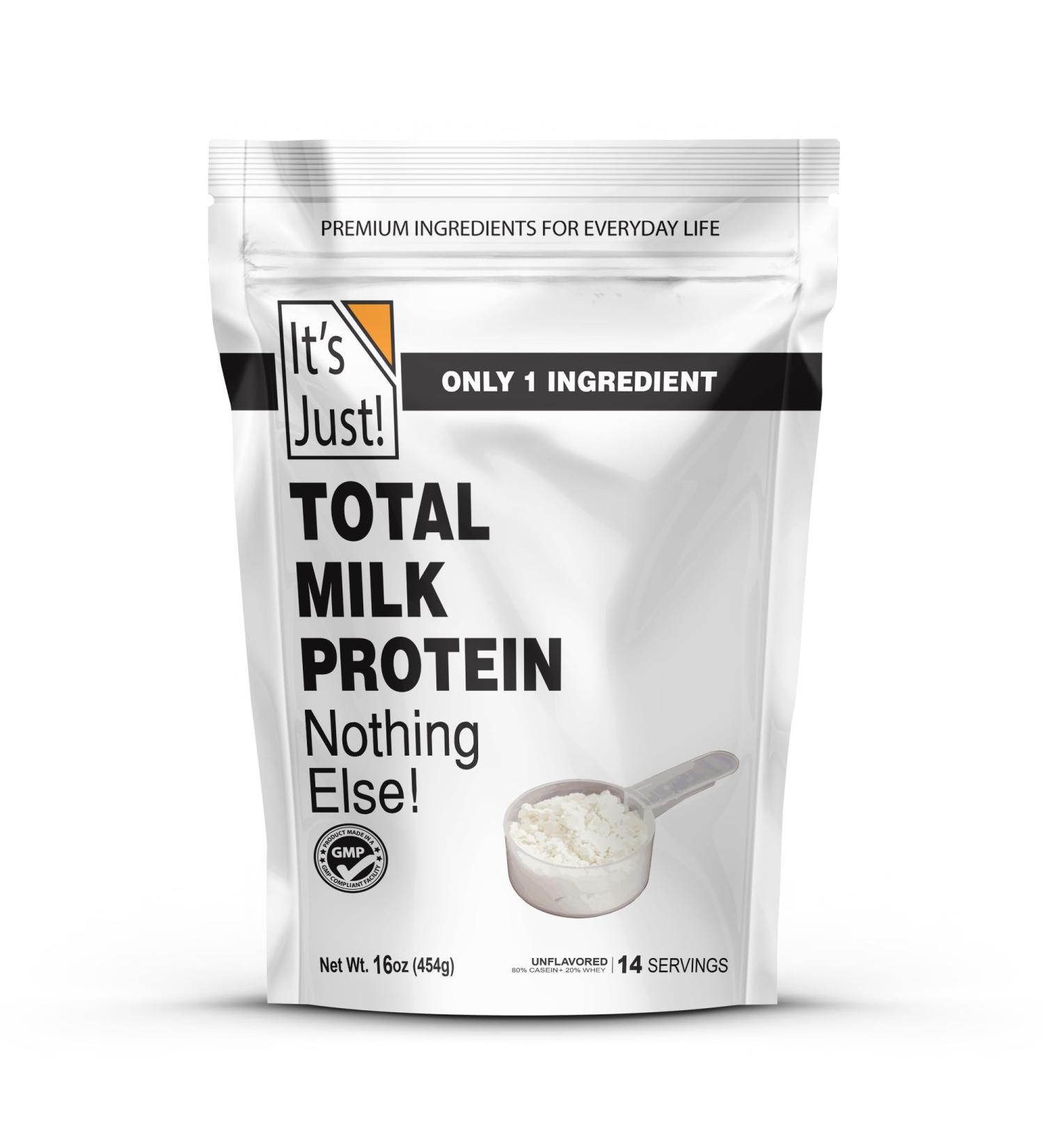 It's Just! - Total Milk Protein Concentrate Powder Naturally 80% Casein / 20% Whey rBSH/RBST Hormone Free No Added Sugar MPC-85 (1 Pound Unflavored) Unflavored 1 Pound (Pack of 1) - Buy Online on GoSupps.com