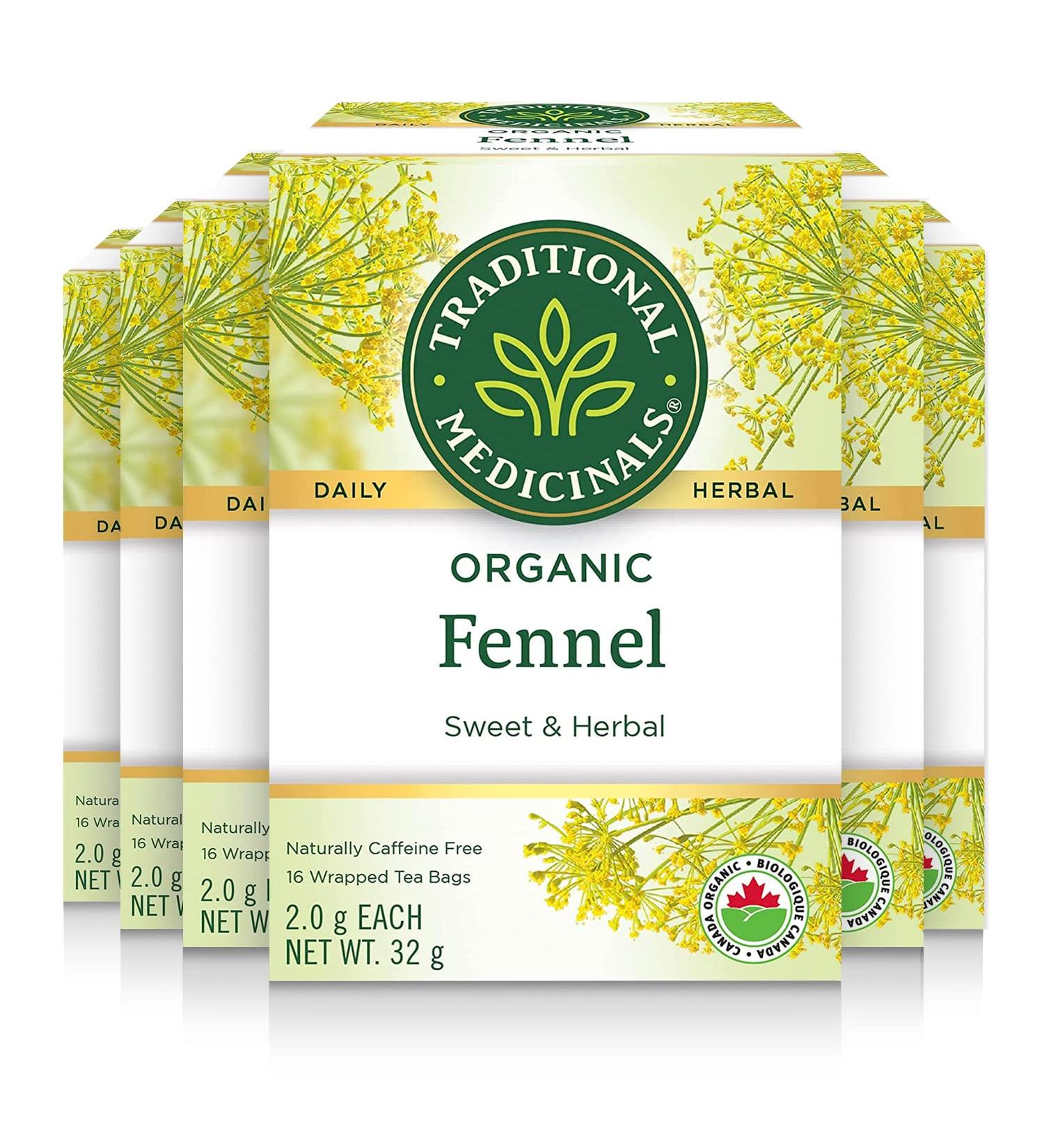Traditional Medicinals - Organic Fennel Herbal Herbal Tea (Pack of 6) - Delicous Tea After a Meal - 96 Tea Bags Total - Buy Online on GoSupps.com