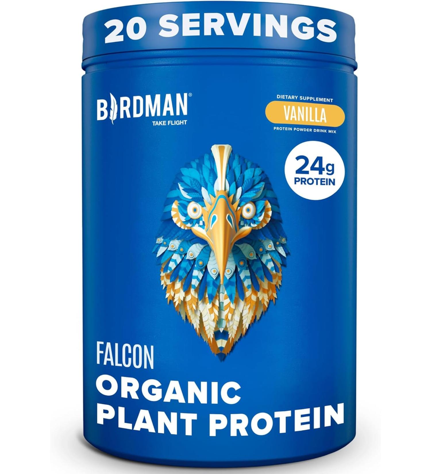 BIRDMAN Falcon Organic Vegan Protein Powder - Vanilla - 20 Servings - Buy Online on GoSupps.com