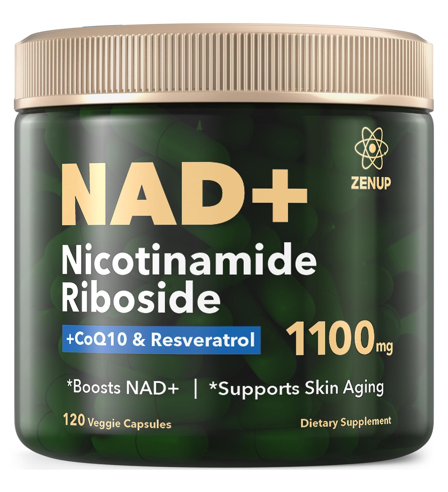 ZenUP NAD+ Supplement | 1100mg Liposomal Nicotinamide Riboside with Resveratrol & Quercetin | Anti-Aging Cellular Energy Mental Focus | 120 Caps - Buy Online on GoSupps.com