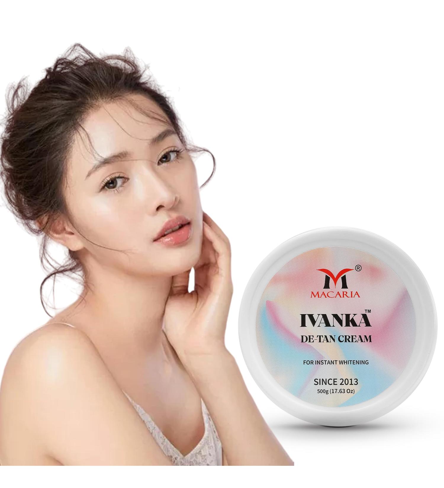 Macaria Ivanka DE-Tan Face Cream for Men & Women for Professional Tan Removal for Instant Skin Whitening & Brightening with 3-in-1 Cleanser Scrub Mask for Saloon like Result for Men & Women 500g - Buy Online on GoSupps.com