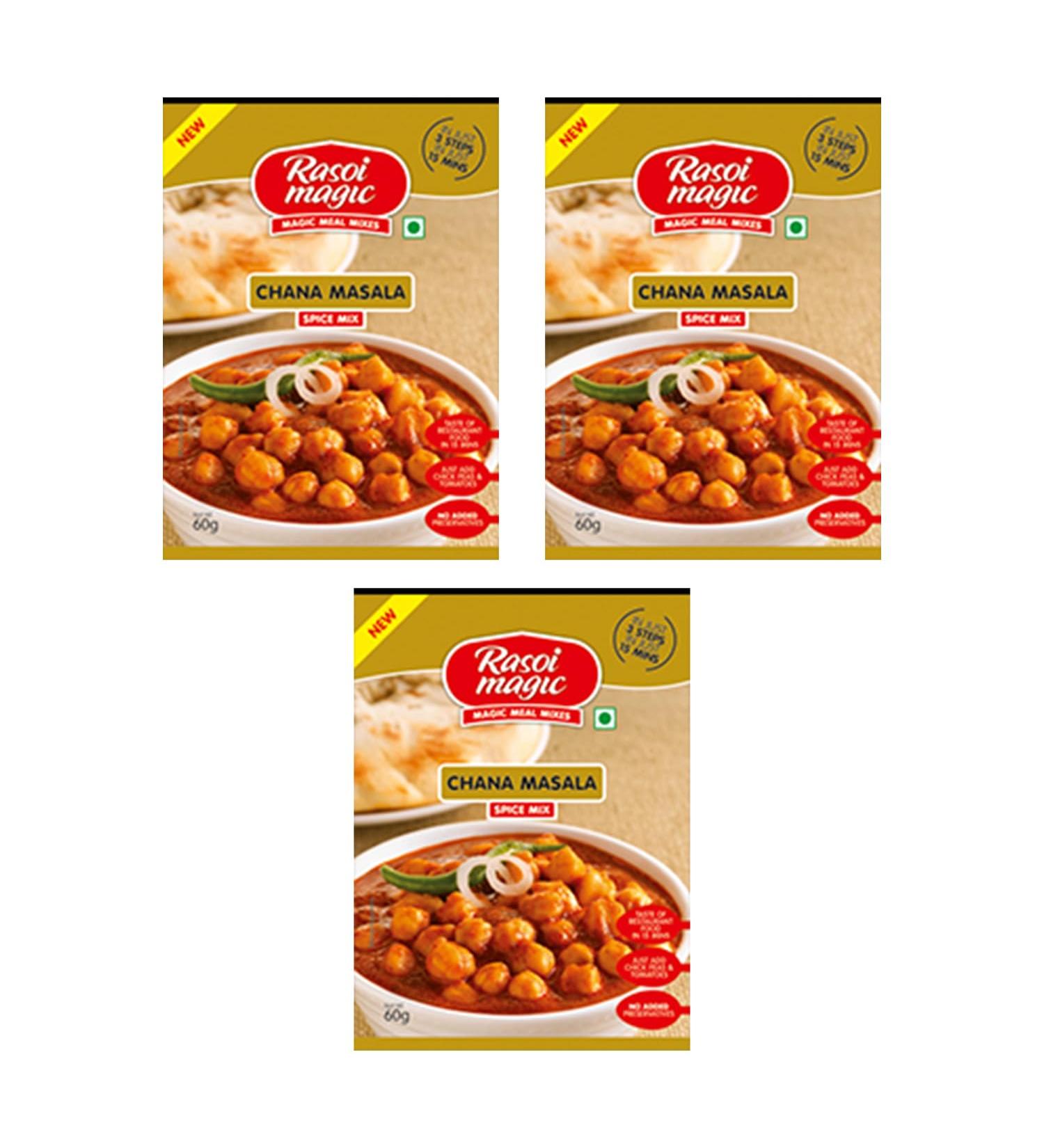 Rasoi Magic Various Seasoning Masala Powder (45 Gram) - A Mixture of Spices Adds Taste - Aromatic & Enhances Flavor of Meal (Chana Masala Pack of 3)