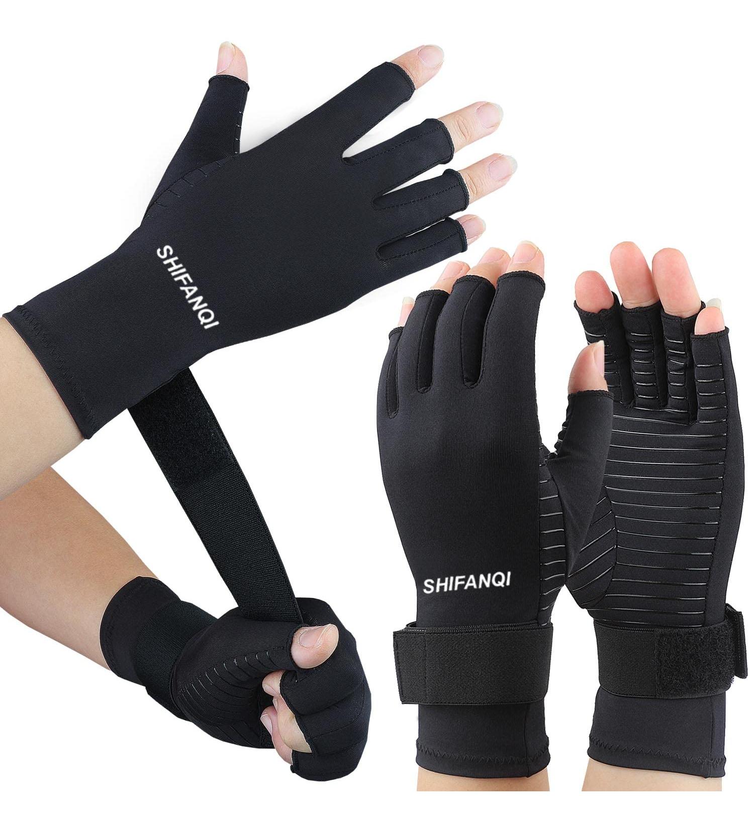Copper Arthritis Compression Gloves for Women and Men - 2 Pairs | Relief from Carpal Tunnel, Joint Pain, and Tendonitis | Fingerless Design for Computer Typing and Sleeping - BLACK (LARGE/X-LARGE) - Buy Online on GoSupps.com