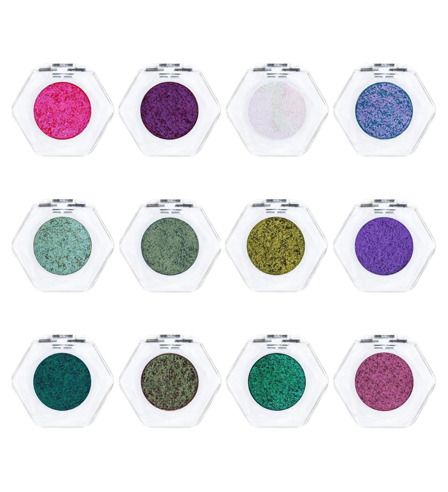 Shimmer Eyeshadow - 12X Girls Sparkly Eye Shadow Single Buildable Reflective Glitter Eyeshadow Single for Travel Daily Travel Parties Picnics - Buy Online on GoSupps.com