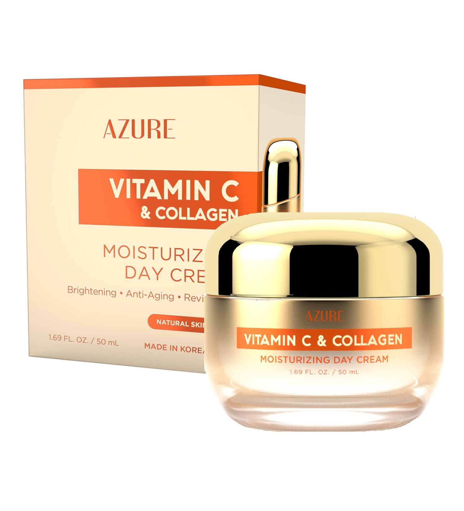 AZURE Vitamin C & Collagen Day Cream - Anti Aging Moisturizer from Korea | 50mL - Buy Online on GoSupps.com