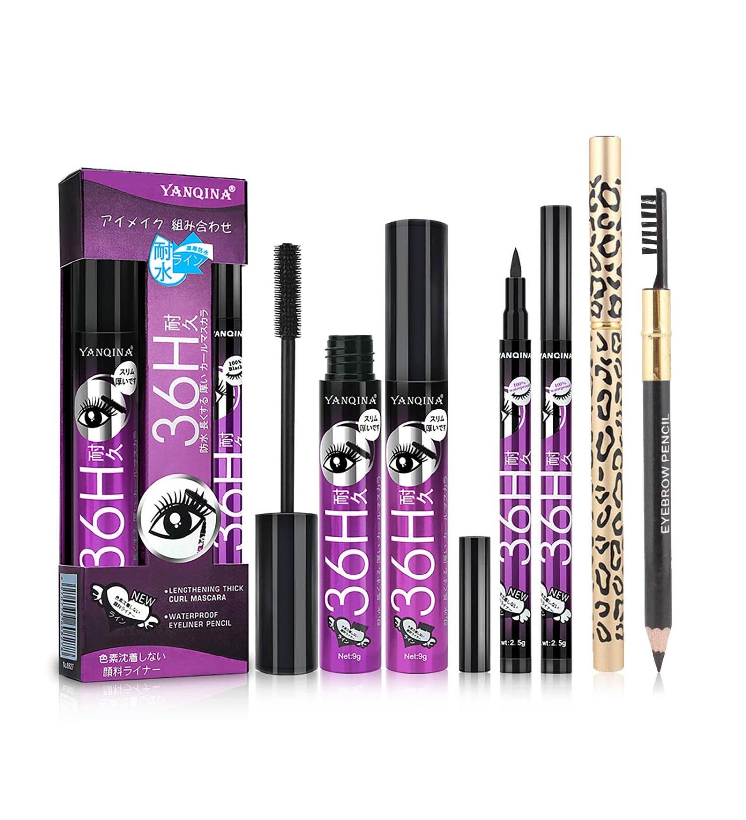 3-Part Eye Make-Up Set for Women | All-in-One Eyebrow Pencil Eyeliner & Mascara - Perfect for Beginners - Violet - Buy Online on GoSupps.com