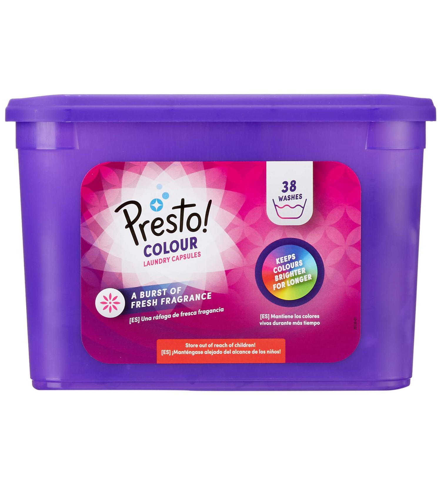 Amazon Brand - Presto! Laundry Capsules Colour Fresh Scent 38 Washes 38 Count (Pack of 1)