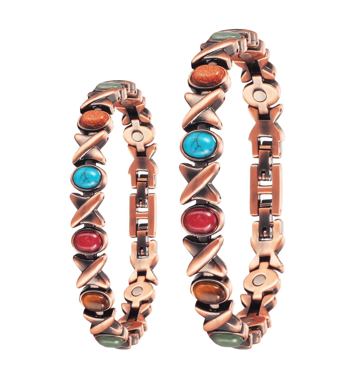 Yinox 3500 Gauss Lady Arthritis Magnetic Therapy Copper Jewelry Set - Relieve Bone Pain Slimming & Lymphatic Drainage (Bracelet + Foot Chain) - Buy Online on GoSupps.com