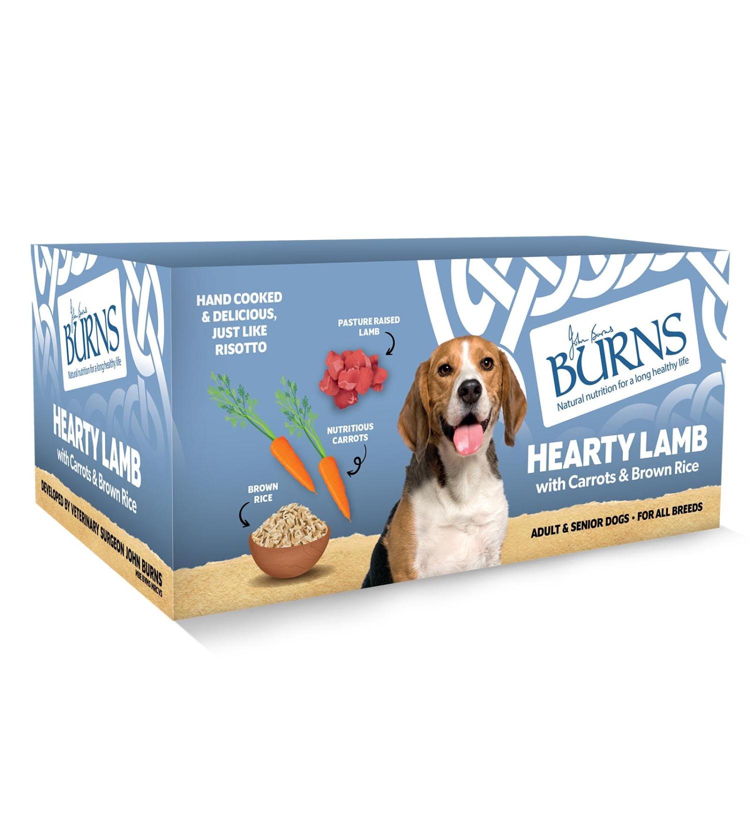 Burns Pet Natural Nutrition Adult & Senior Wet Dog Food Hearty Lamb Carrots & Organic Brown Rice 12 x 150g 150 g (Pack of 12) - Buy Online on GoSupps.com