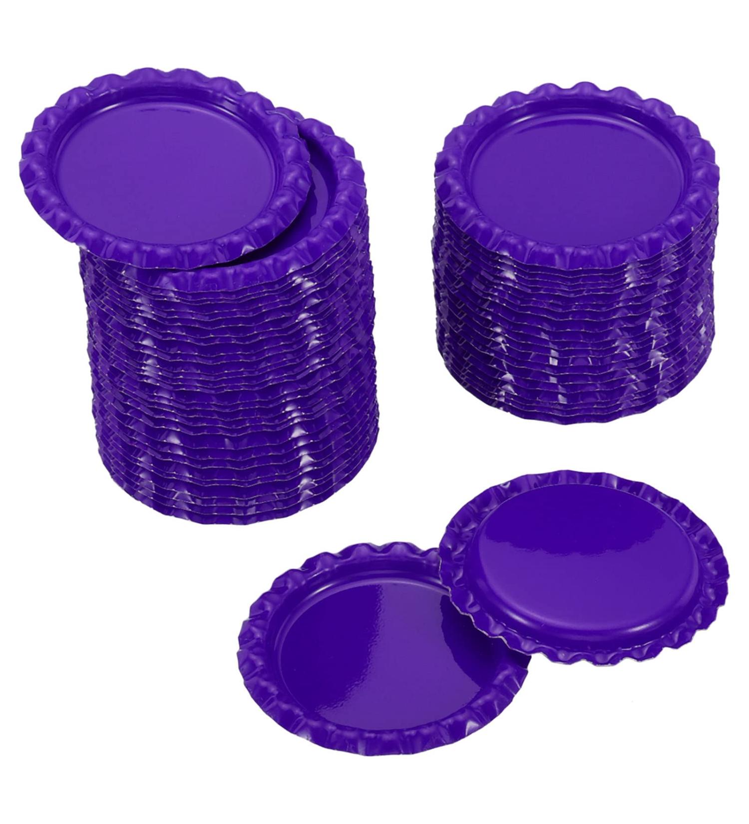PATIKIL 1 Inch Flat Decorative Bottle Caps 50 Pack Craft Bottle Pendant Trays Double Sides Printed for DIY Pendants Craft Scrapbooks Purple - Buy Online on GoSupps.com