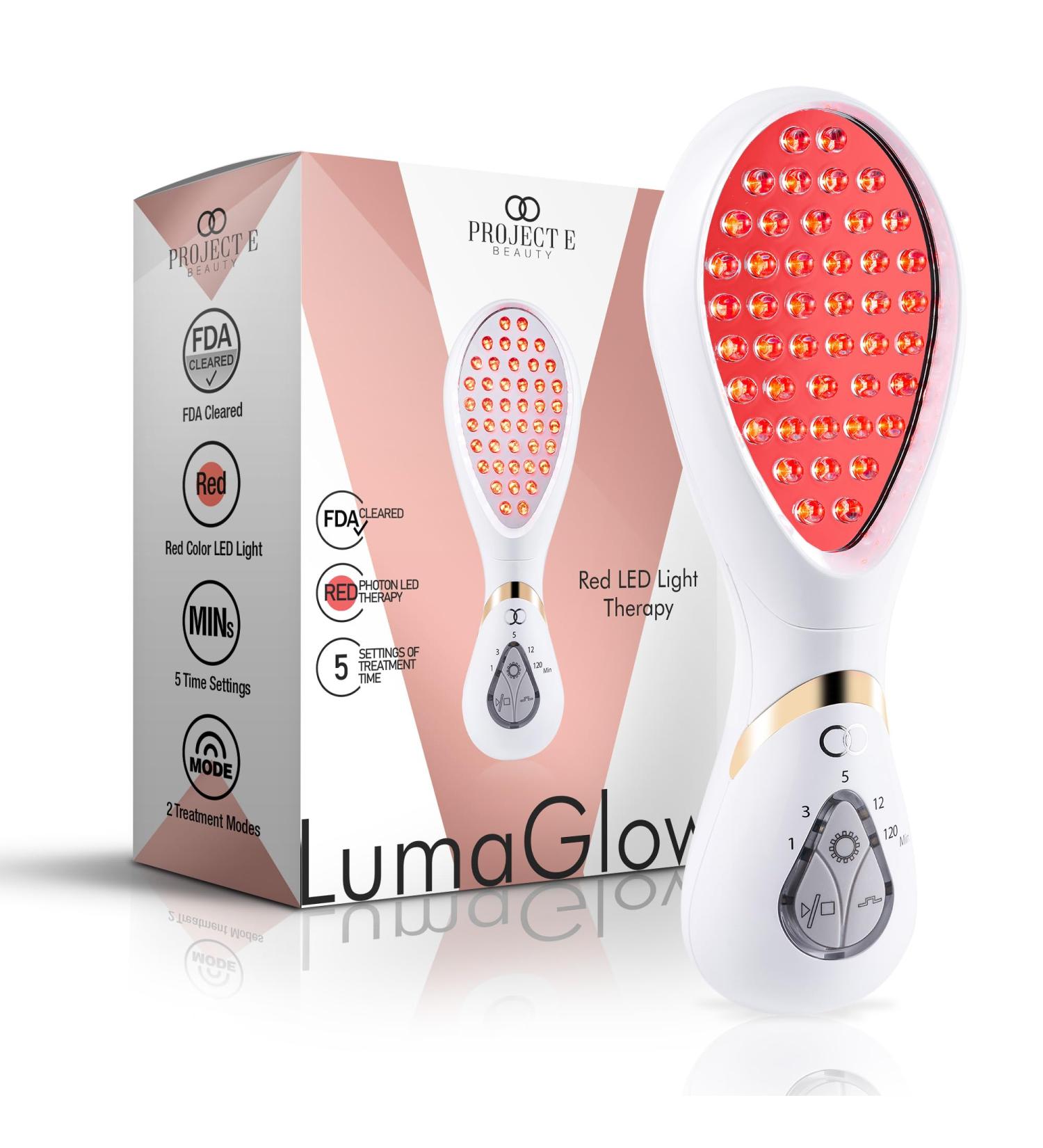 LumaGlow Red LED Light Therapy by Project E Beauty | Skin Rejuvenation and Anti-Aging | Diminish Fine Lines & Wrinkles | Improve Skin Elasticity | Handheld Device for Spa & Home Use - Buy Online on GoSupps.com