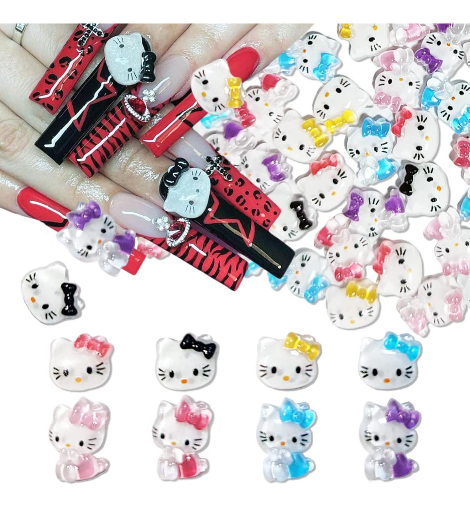 Tezocr Kawaii Hello Kitty Nail Charms for Acrylic Nails - Cute Cartoon Diamond Decoration for Women and Girls - Multicolor Nail Jewelry Design - DIY Manicure Accessories - Buy Online on GoSupps.com