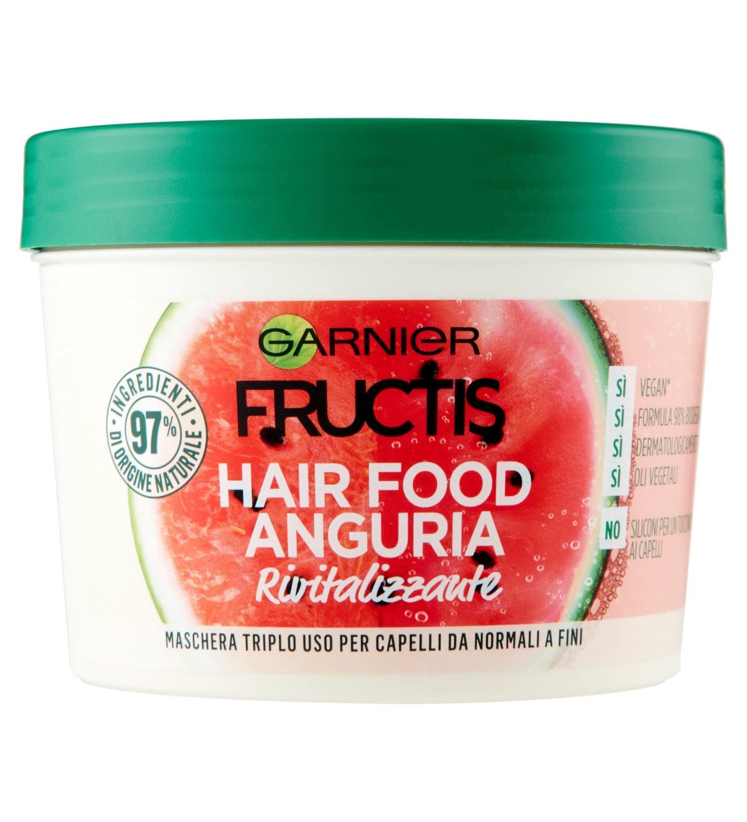 Garnier Fructis Hair Food Anguria - Maschera 3-in-1 per Capelli Fini | 97% Ingredienti Naturali Senza Siliconi | Trattamento Balsamo & Maschera Senza Risciacquo - Spedizione Internazionale - Buy Online on GoSupps.com