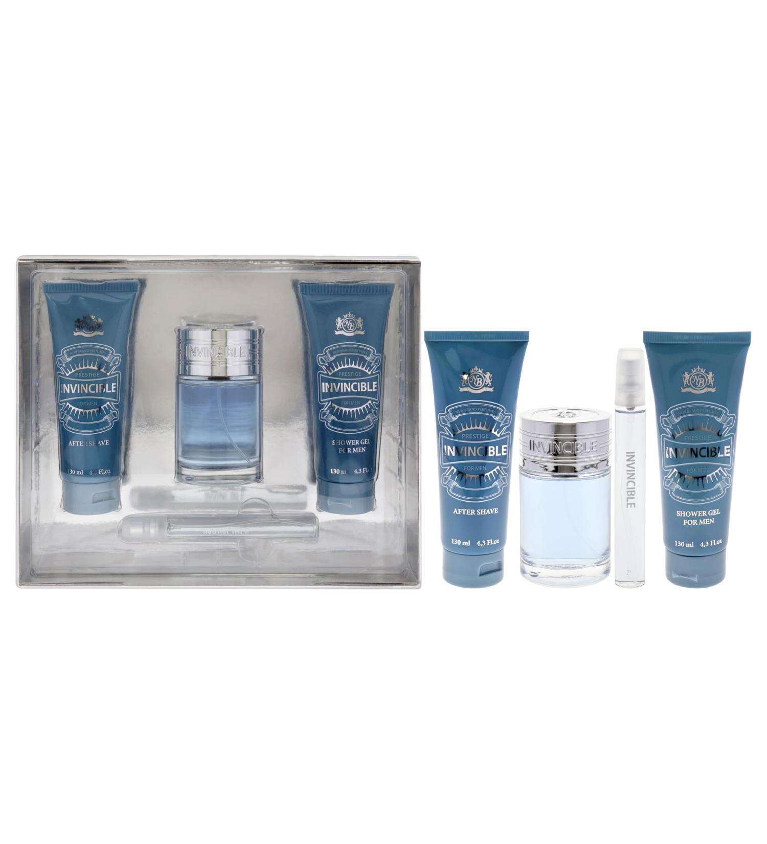 New Brand Invincible by New Brand for Men - 4 Pc Gift Set 3.3oz EDT Spray 0.5oz EDT Spray 4.3oz After Shave 4.3oz Shower Gel - Buy Online on GoSupps.com