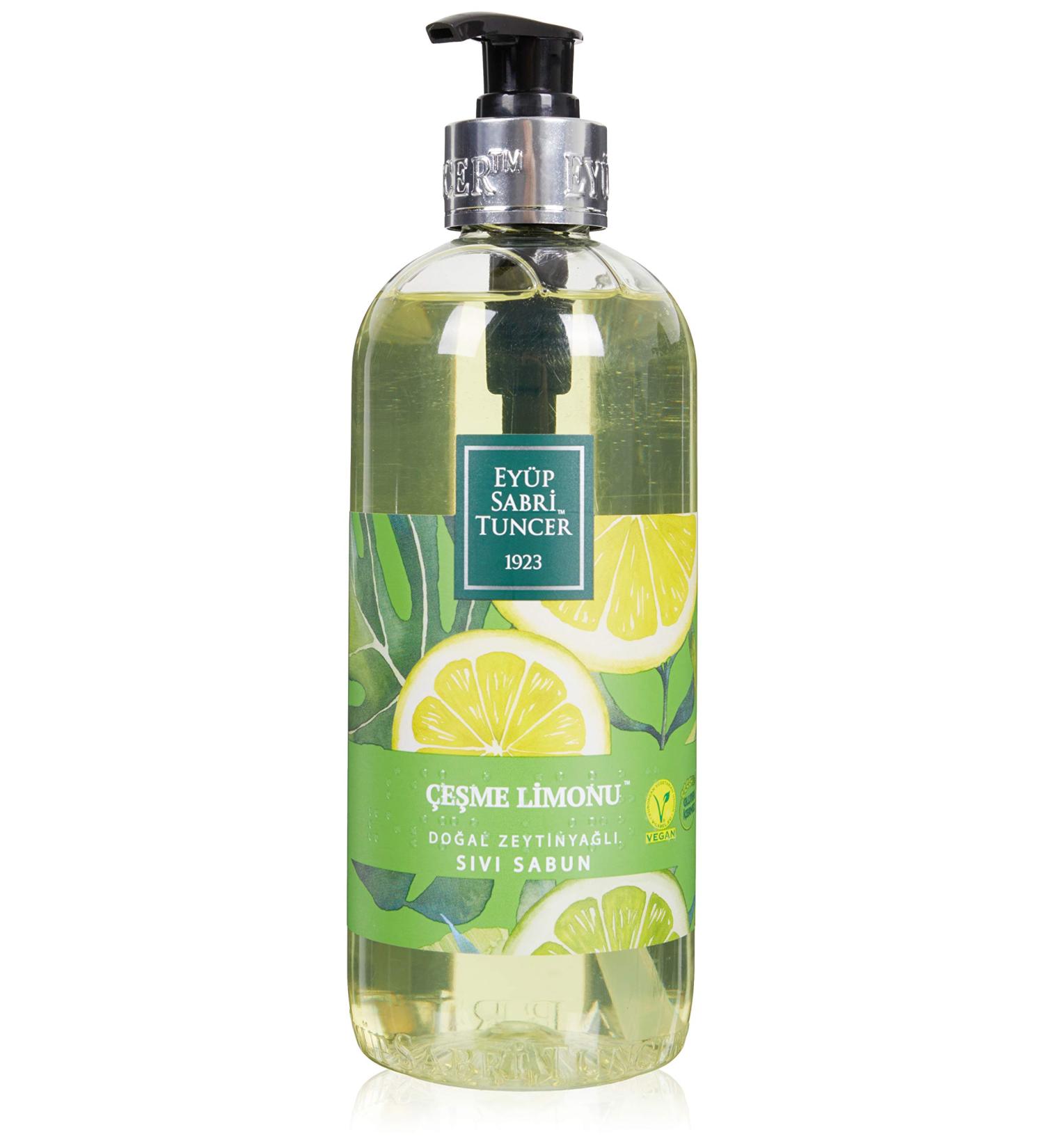 EyabiSabri Tuncer Natural Olive Oil Liquid Soap - Lemon Scent 500 ml PET Bottle - Made for Sensitive Skin - Buy Online on GoSupps.com