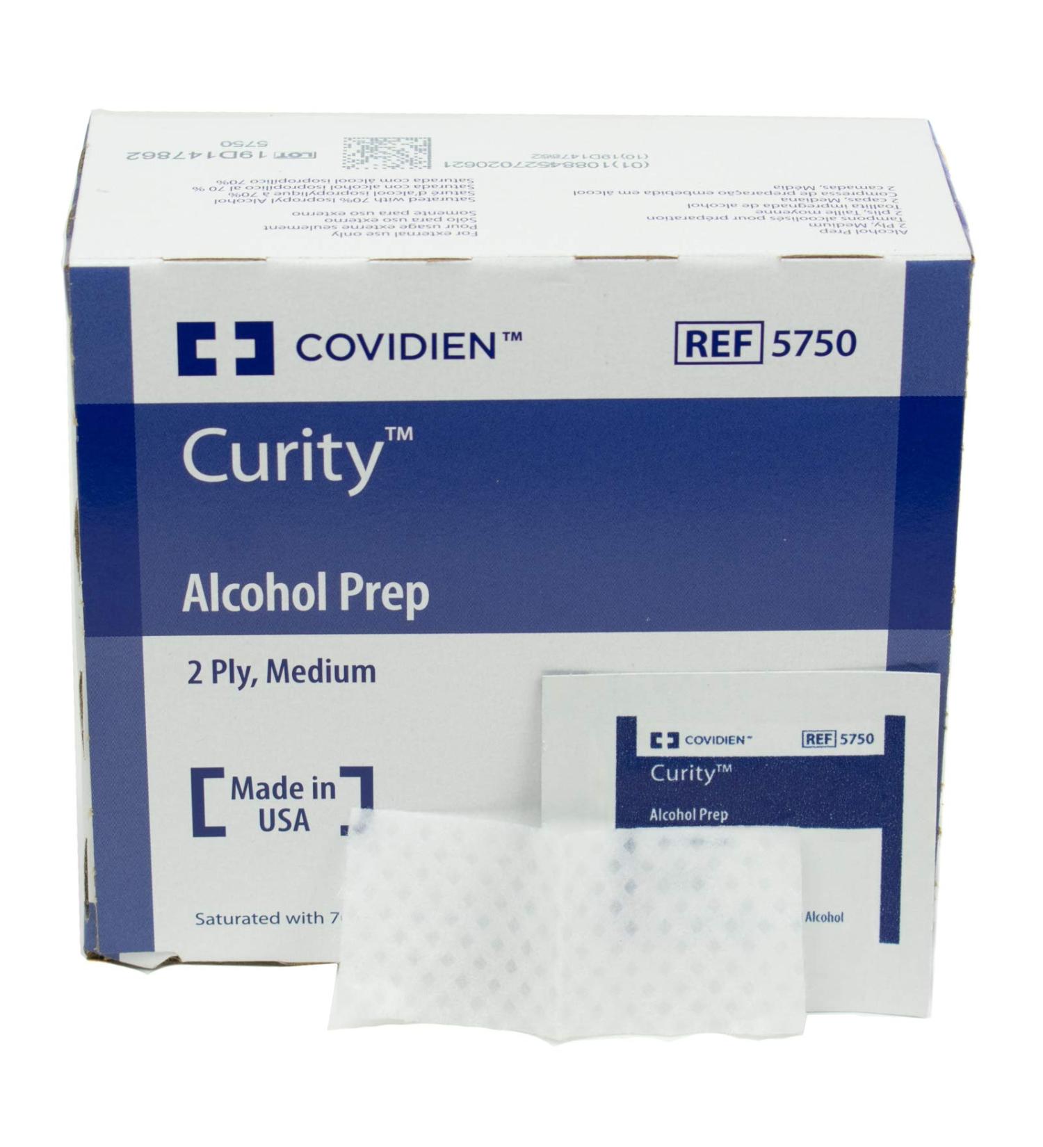 Covidien Curity Alcohol Prep Pads Sterile 2-Ply Medium Size 1.5 x 1 - Pack of 200 | Alcohol Swabs for Skin Cleansing - Buy Online on GoSupps.com