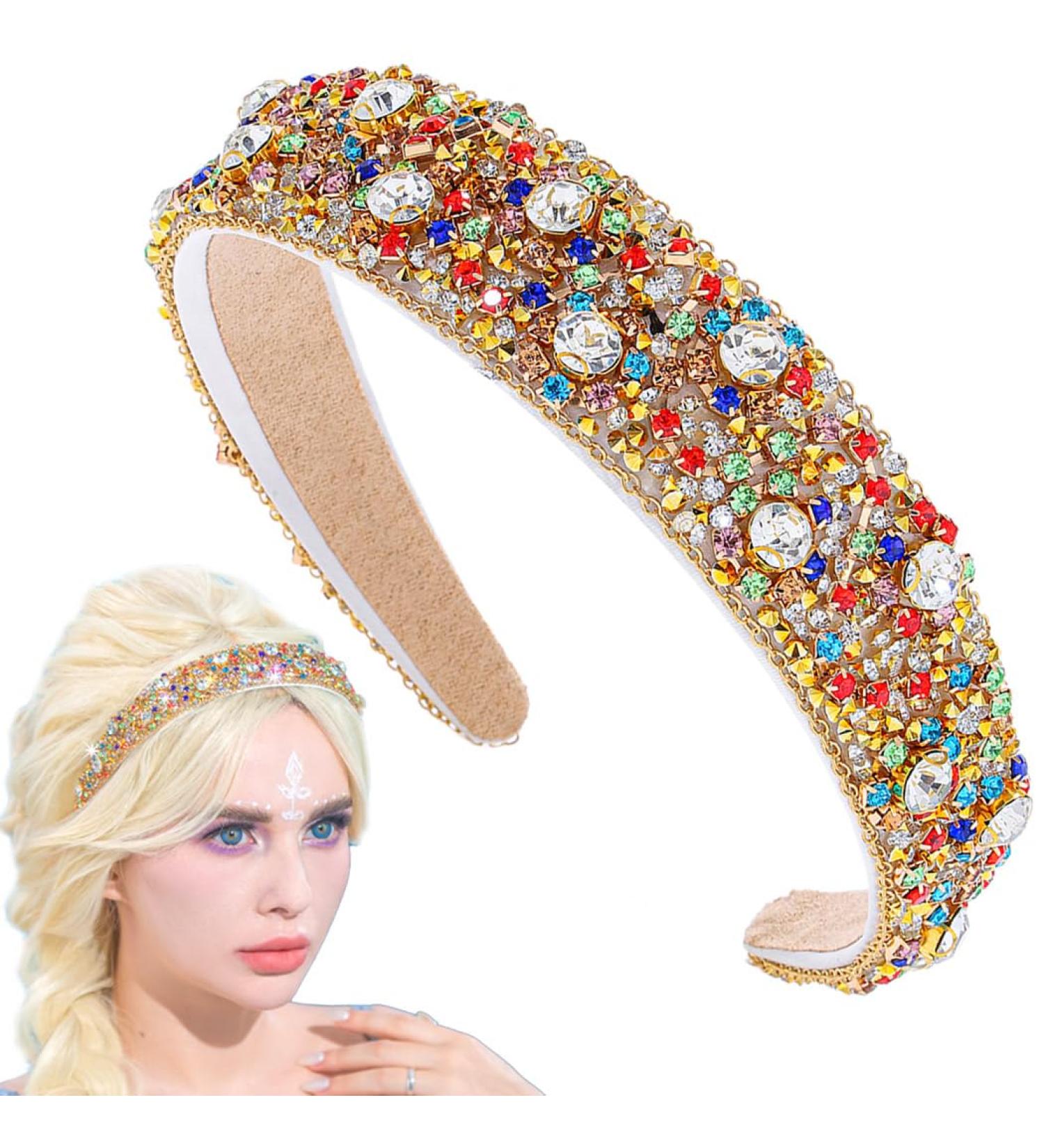 Flayem Rhinestone Headband Sparkly Crystal Headband Paddle Wide Hairband Gorgeous Party Hair Hoop Accessories for Women and Girls (Colorful) - Buy Online on GoSupps.com