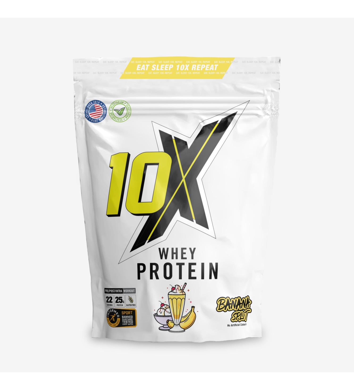  10X Athletic Whey Protein Low Calorie High Protein Vegetarian Informed Sport Different Flavors 700g-750g (Banana Split) - Buy Online on GoSupps.com