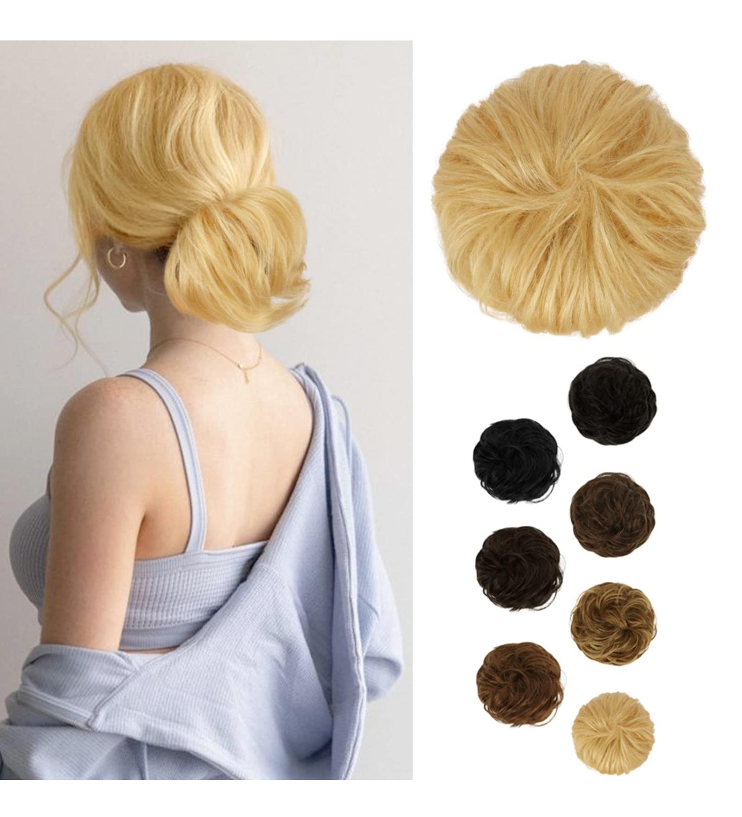 BARSDAR 100% Real Hair Tie & Extensions - Curved Messy Updos 32g Light Blonde Hair Part for Women & Girls - Buy Online on GoSupps.com