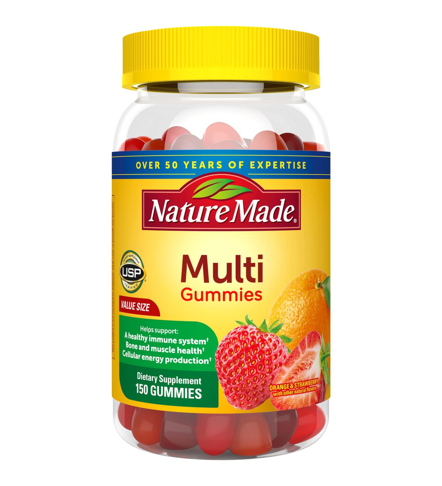 Nature Made Multivitamin Gummies 150ct - Daily Nutritional Support, 75 Day Supply - No Artificial Sweeteners - Vitamins & Minerals Supplement - Buy Online on GoSupps.com